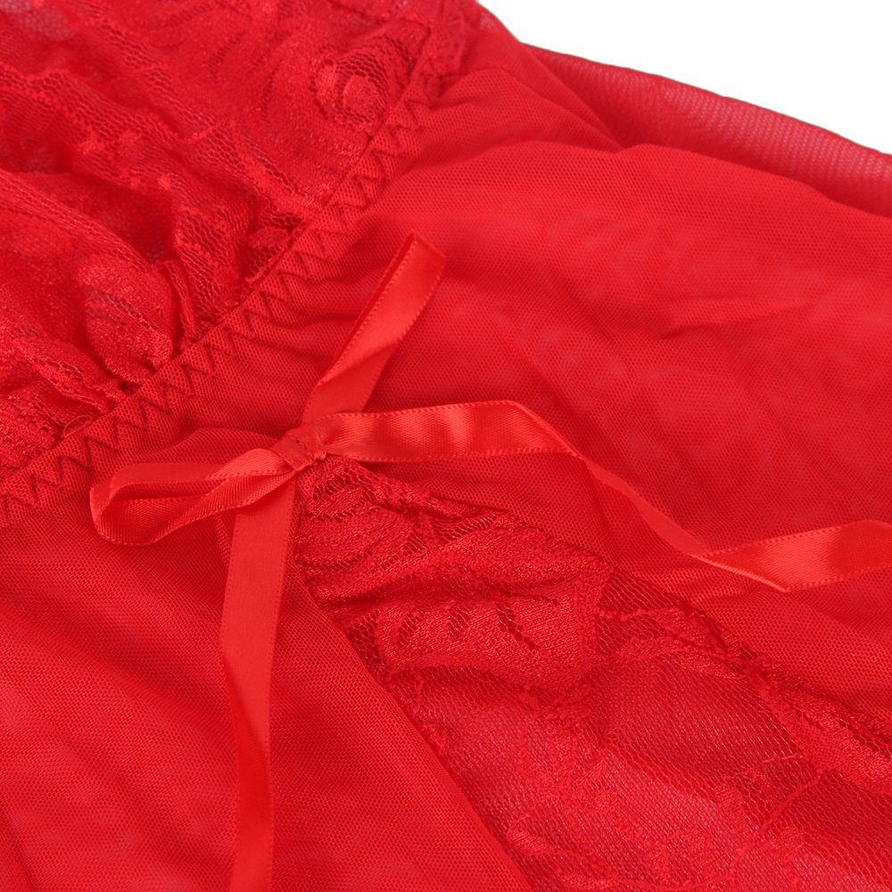 Schönes Negligé aus Satin mit Spitze an Brust und Saum