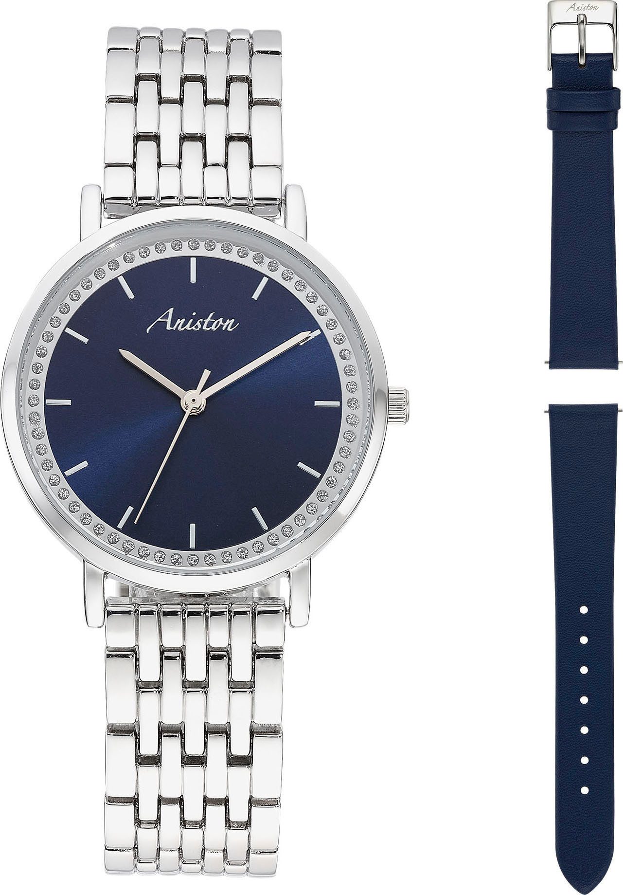 Aniston JEWELRY & WATCHES Quarzuhr, (Set, 2-tlg., mit Wechselband), Armbanduhr, Damenuhr, Ideal auch als Geschenk, neue Kollektion