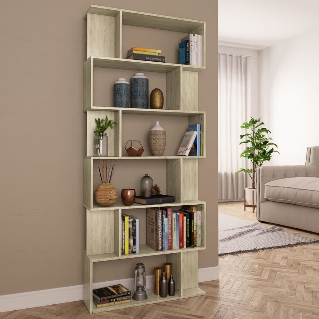 vidaXL Bücherregal Bücherregal/Raumteiler Sonoma-Eiche 80x24x192 cm Holzwerkstoff, 1-tlg.