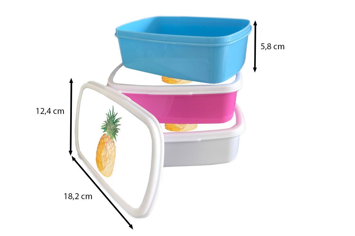 Kinder - MuchoWow für Mädchen Obst Jungs Brotbox und Lunchbox Erwachsene, (2-tlg), Brotdose, Weiß, und Ananas - für Kunststoff,