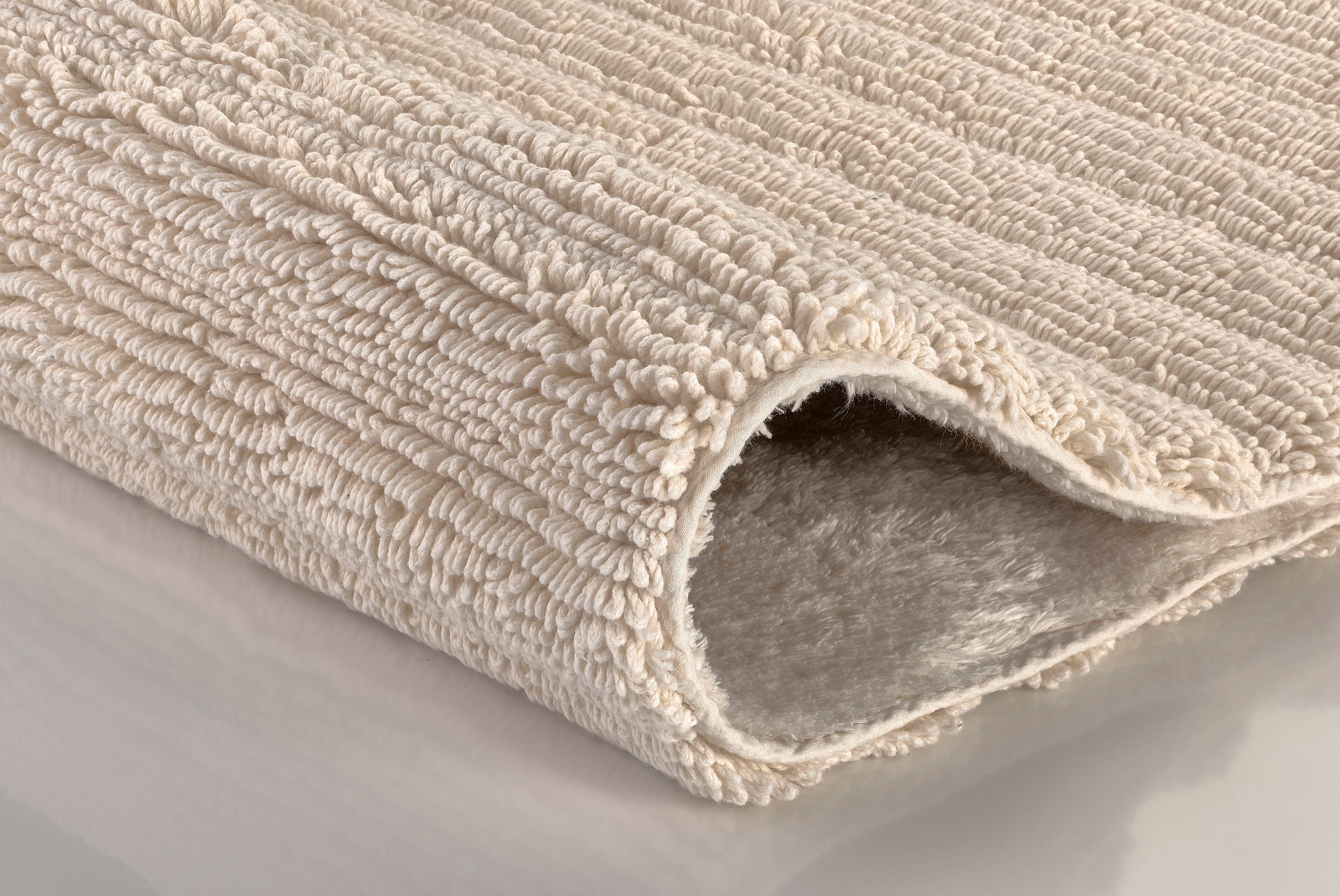 Kleine Wolke Badematte Yara, Badvorleger, Badezimmer Teppich, Höhe 5 mm, beidseitig nutzbar, fußbodenheizungsgeeignet, Baumwolle, rechteckig, Badteppich, Uni Fa – Bild 4 von 5
