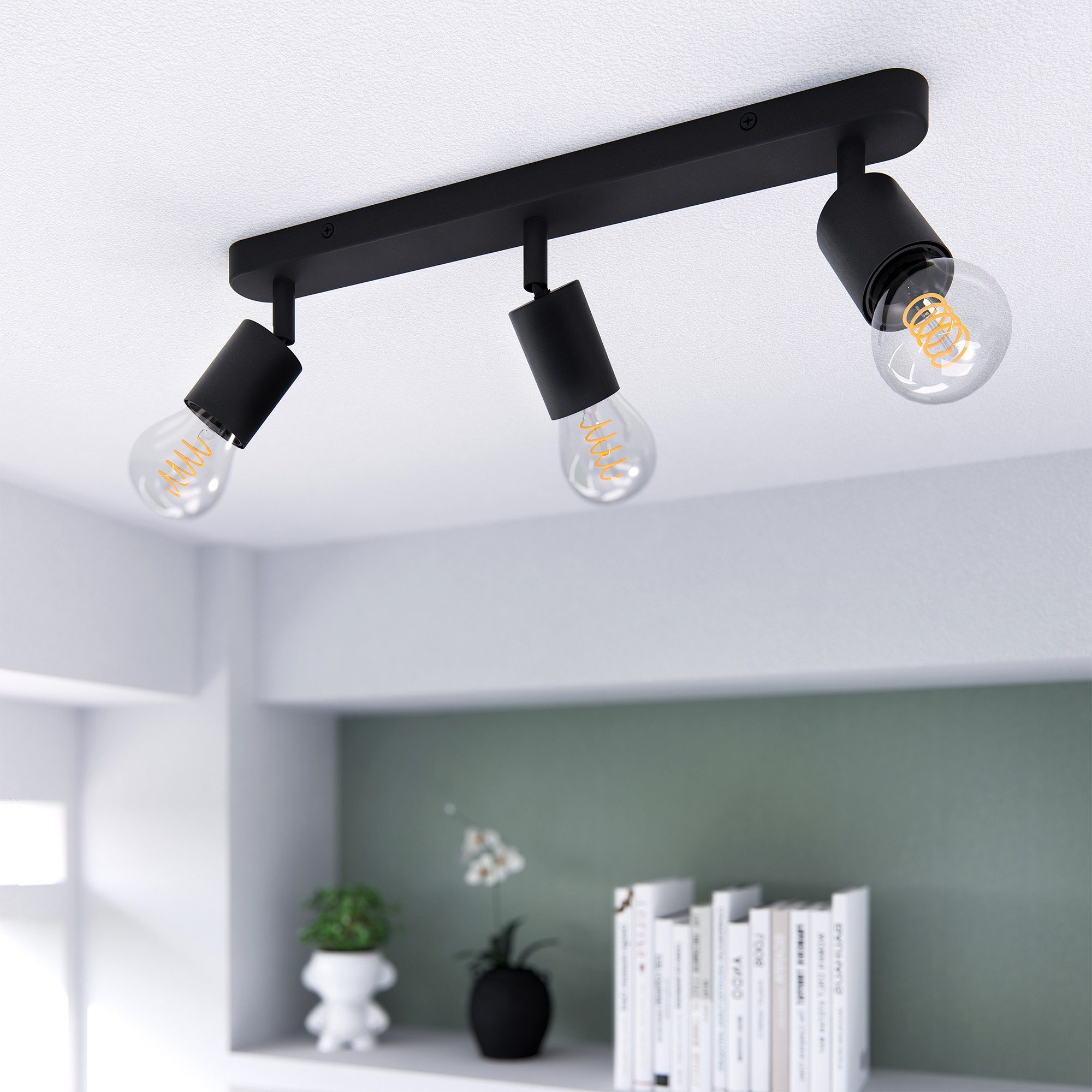 linovum LED Aufbaustrahler AWORA Deckenleuchte E27 3 flammig schwarz schwenkbar drehbar Spot