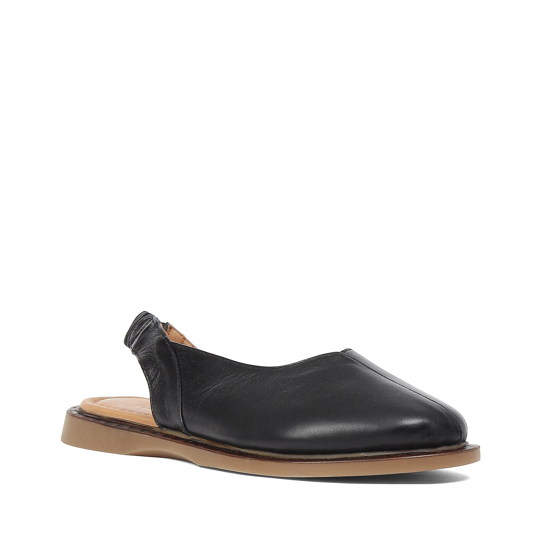 Celal Gültekin Flache Slingback Ballerina Runde Kappe Damen Ballerina Glattleder, elastischer Slingback, Echtleder-Futter, Schwarz, 36 – Bild 3 von 5
