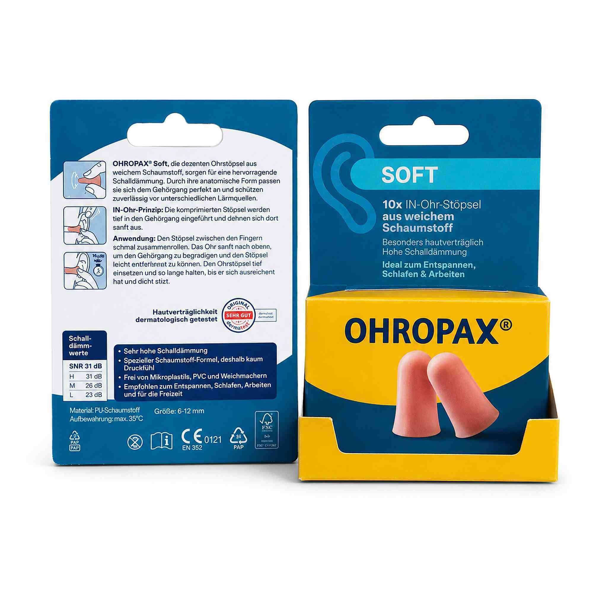 OHROPAX Schwimm-Ohrstöpsel OHROPAX soft Schaumstoff In-Ohr Stöpsel