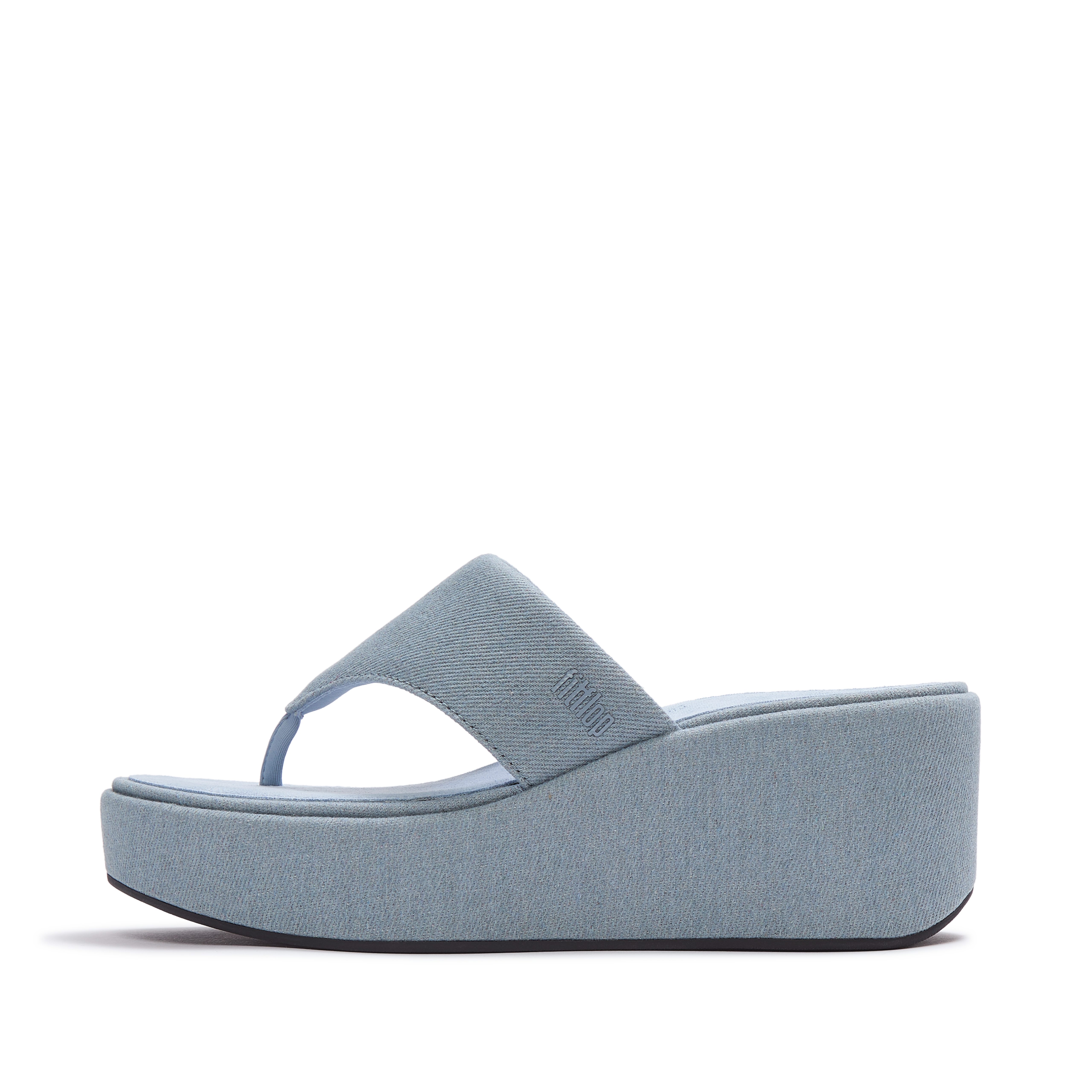 Fitflop PLATFFORMS DENIM WEDGE TOE-POST SANDALS Dianette Plateau, Zehensteg, Sommerschuh mit weichem Zehensteg – Bild 4 von 5