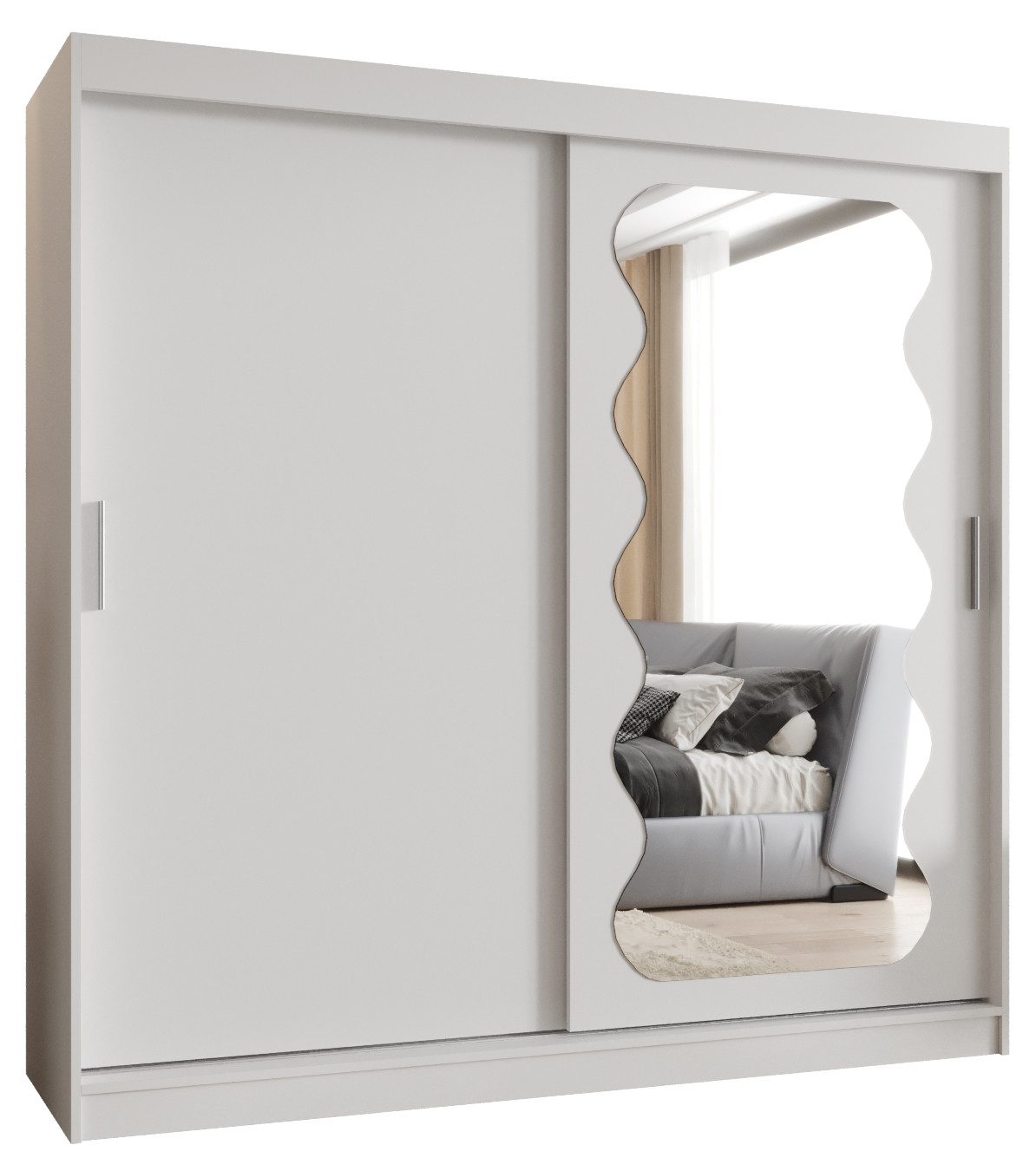 ABIKS MÖBEL Schwebetürenschrank SPOTI Schlafzimmerschrank, mit Spiegel, Kleiderstange und Regalen