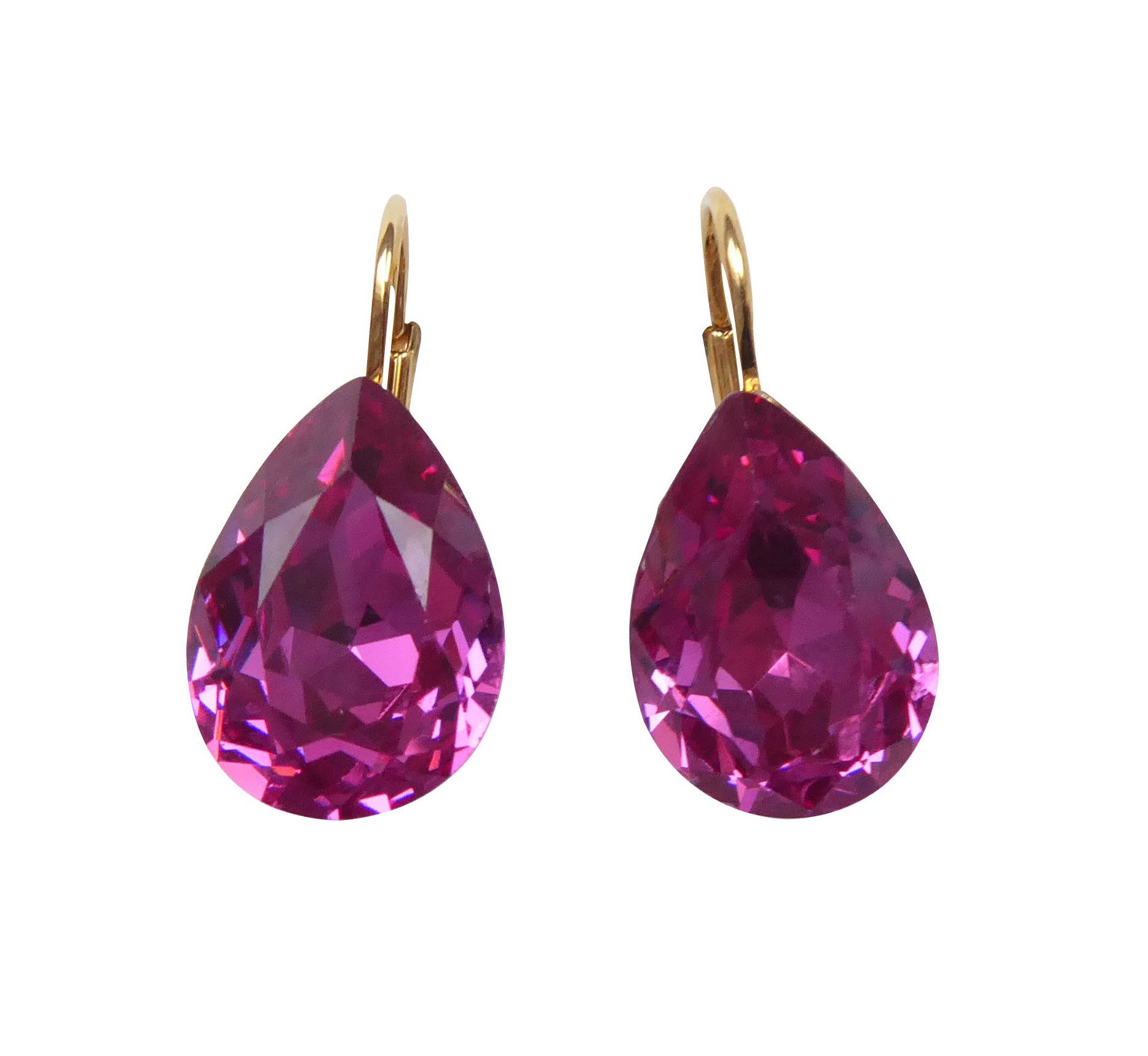 Paar Ohrhänger Maya pink vergoldet knallig Hingucker auffällig modern