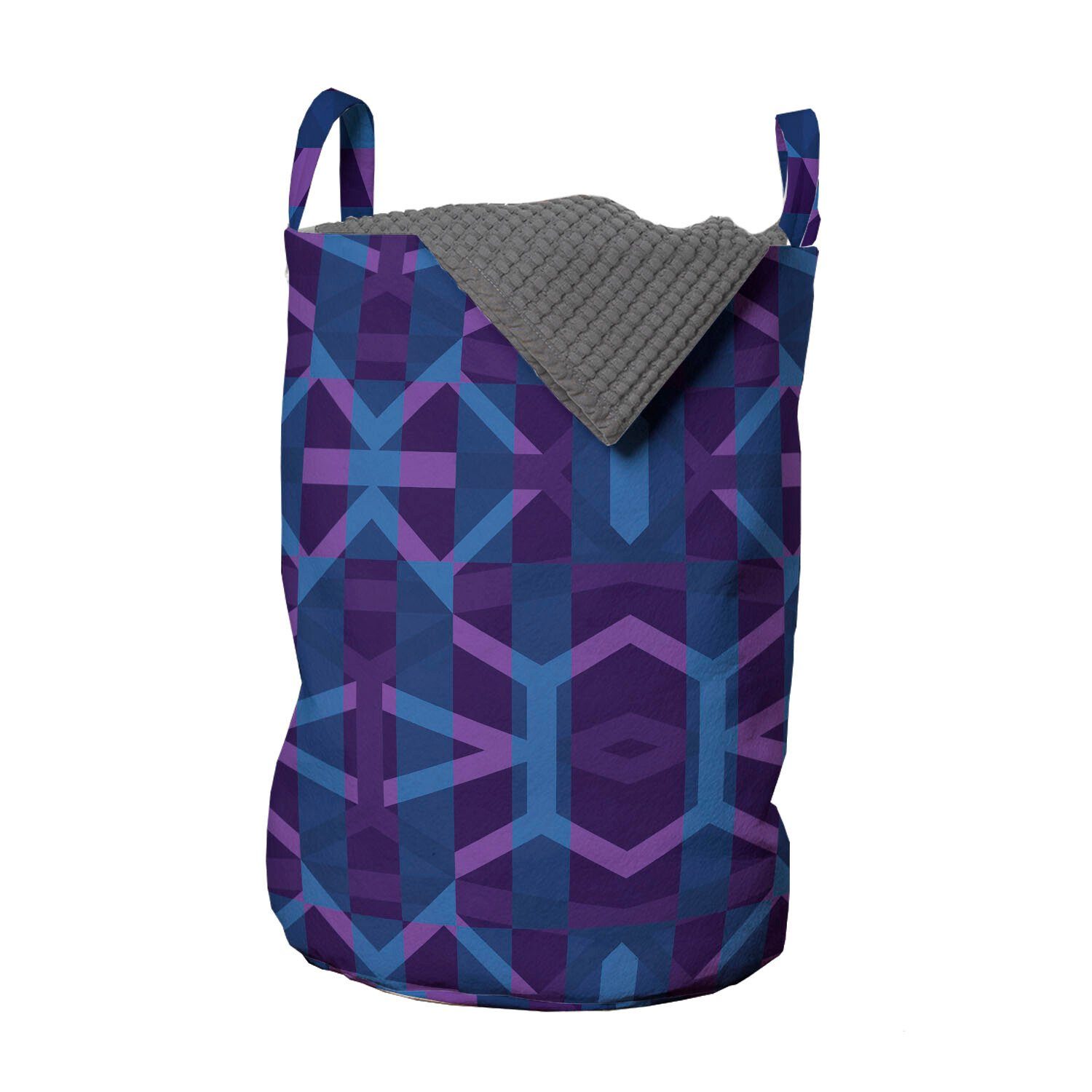Abakuhaus Wäschesäckchen Wäschekorb mit Griffen Kordelzugverschluss für Waschsalons, Violett Moderne geometrische Anordnung