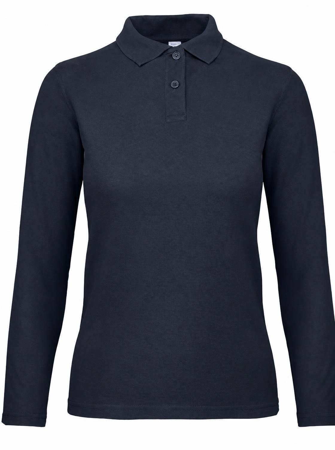 B&C Langarm-Poloshirt Damen Long Sleeve Polo ID.001 / 100 % Baumwollpiqué