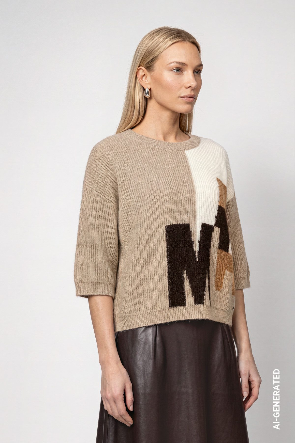 Monari Strickpullover Pullover Intarsie Regular fit mit Rundhalsausschnitt