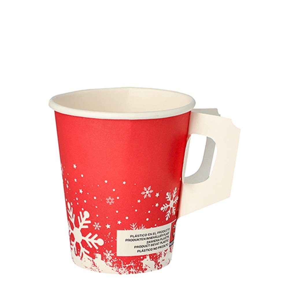 PAPSTAR GmbH Одноразовая чашка 50 Trinkbecher mit Henkel, Pappe 0,2 l Ø 8 cm · 9,3 cm "Winter Time"