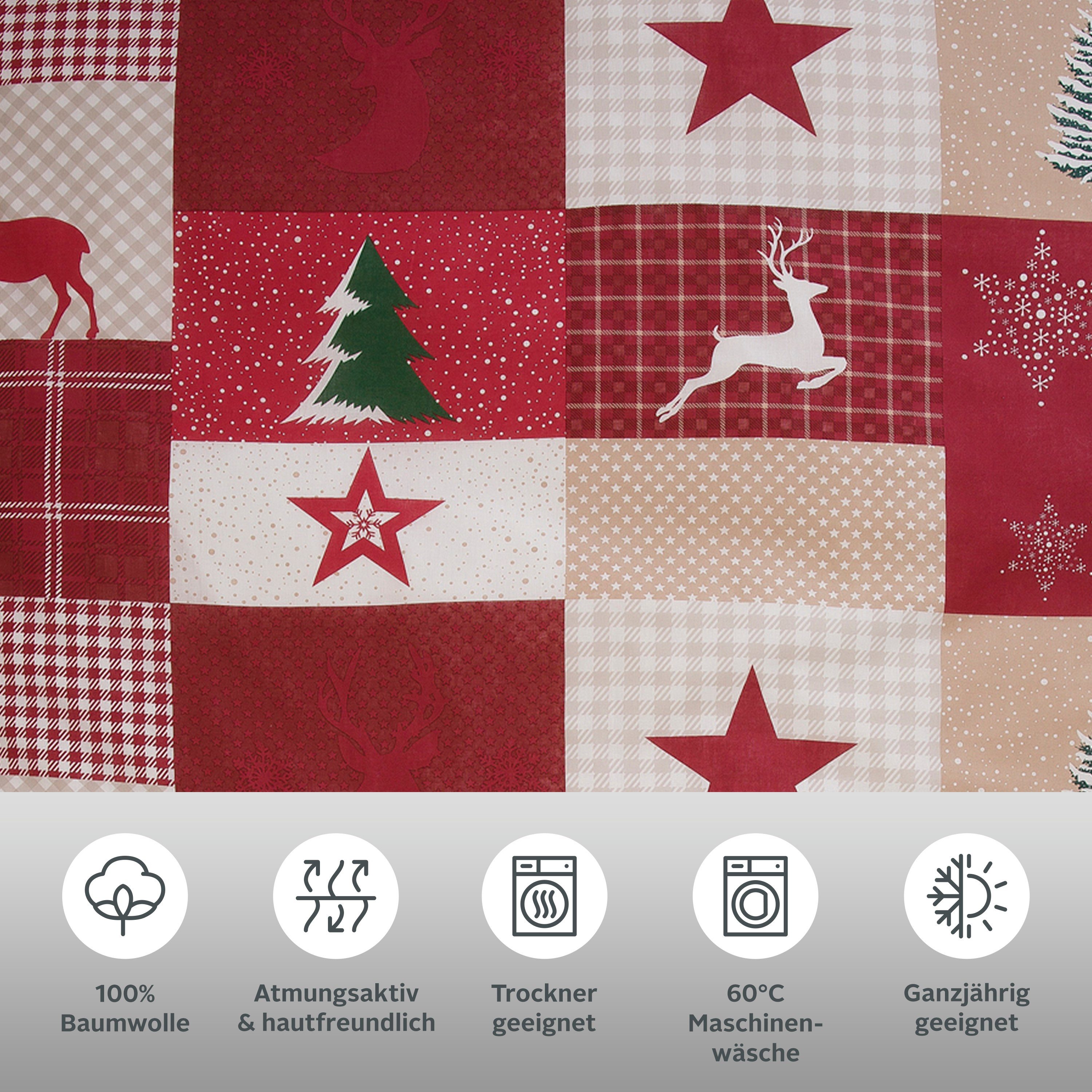 OTTO home Bettwäsche Nicholas, Linon, 2 teilig, Weihnachtsbettwäsche, Winter, in 3 Qualitäten verfügbar