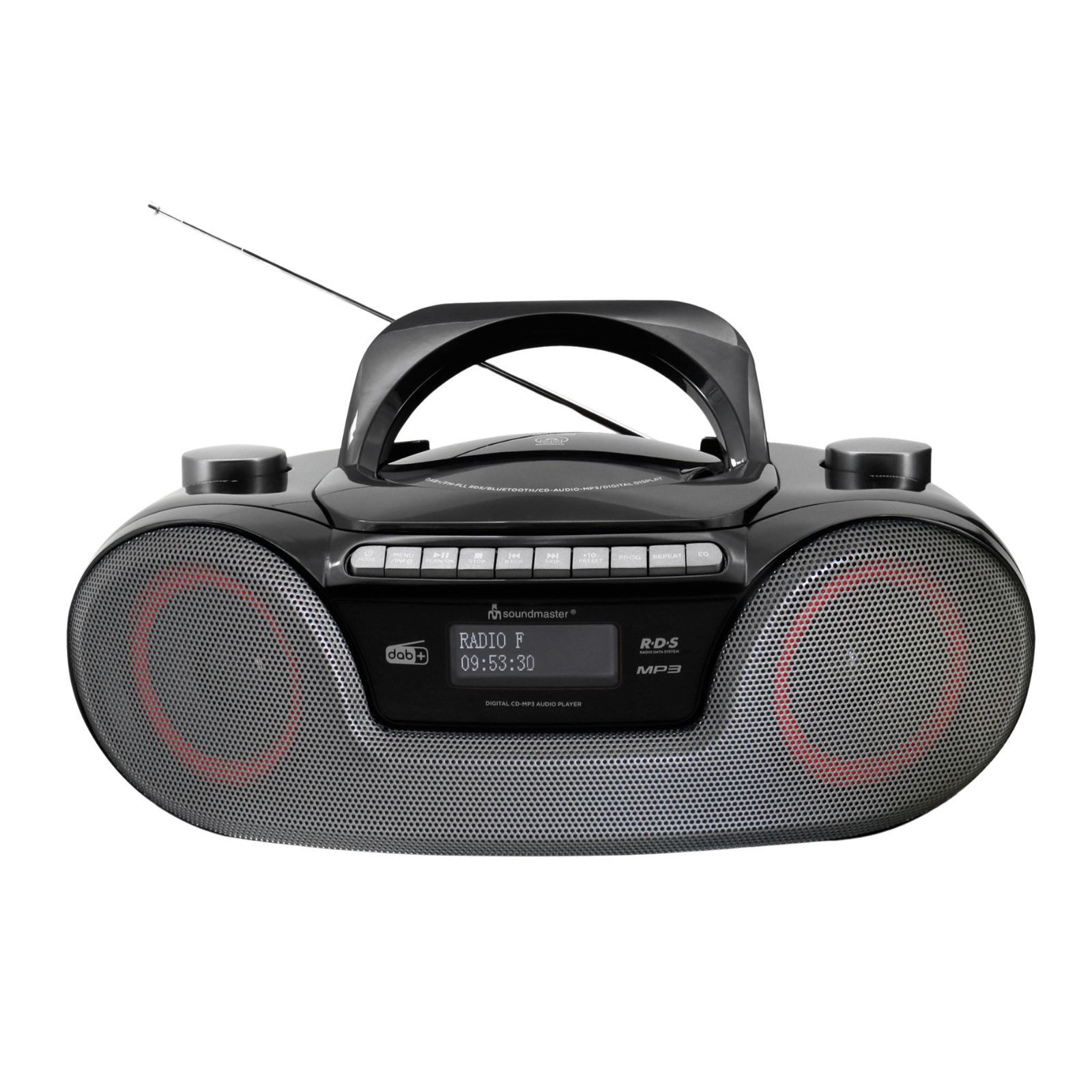 Soundmaster SCD8300SW Digitalradio tragbare CD-Player DAB+ USB/SD Wecker Bluetooth Digitalradio (DAB) (DAB+, UKW-RDS, 12 W, Hörbuchfunktion, Wecker Radio CD/USB Signalton, Tragbar, Bluetooth)