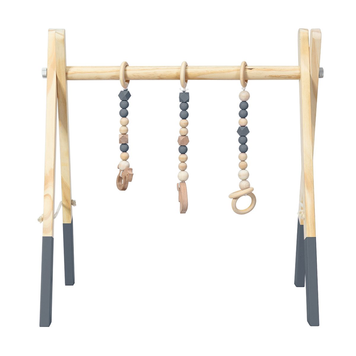 COSTWAY Baby Gym Spielbogen, mit 3 Kinderspielzeugen, klappbar, aus Holz günstig online kaufen