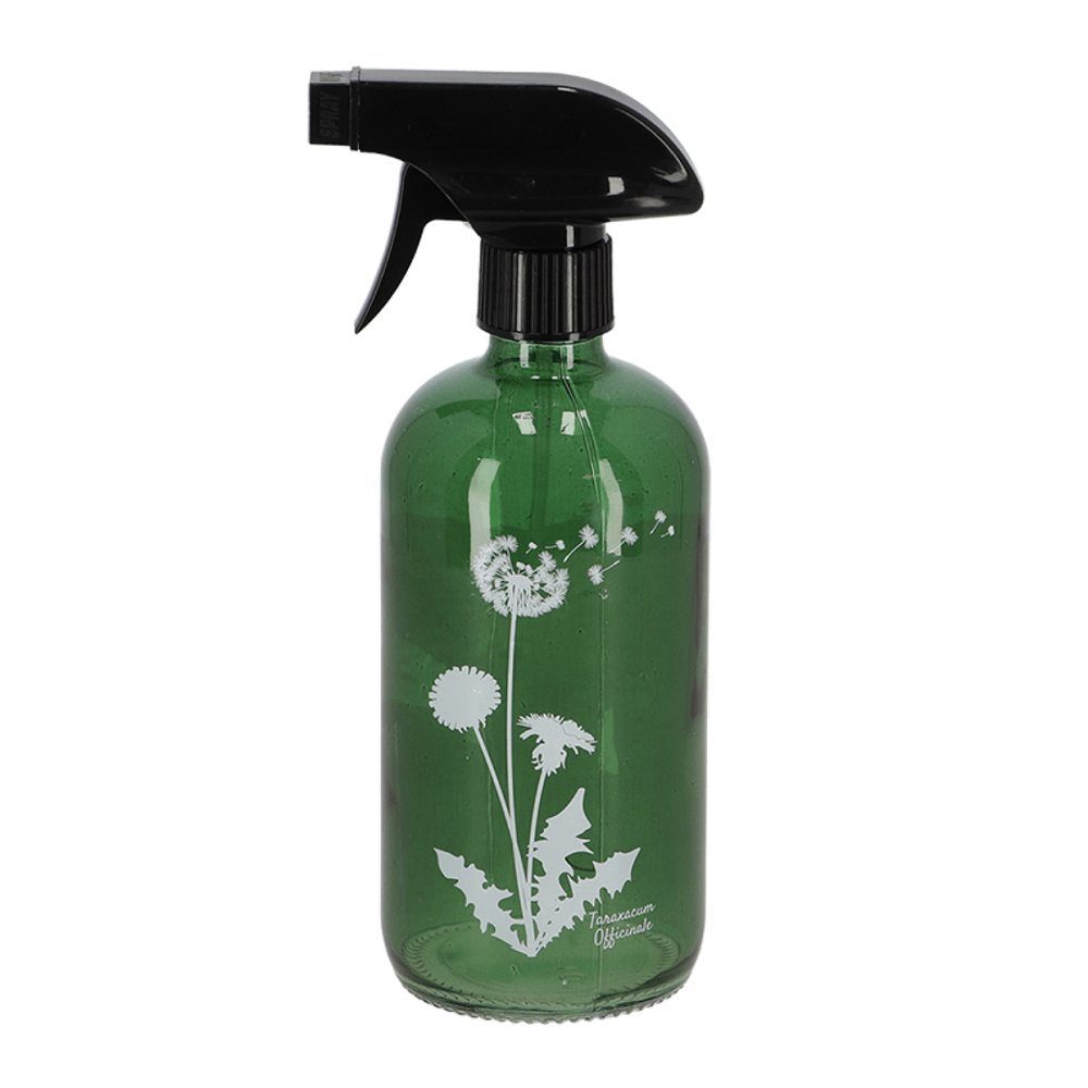 esschert design Zerstäuberflasche 2er-Set Sprühflaschen - grün - Glas, 0,5 l – Wildflower-Motiv