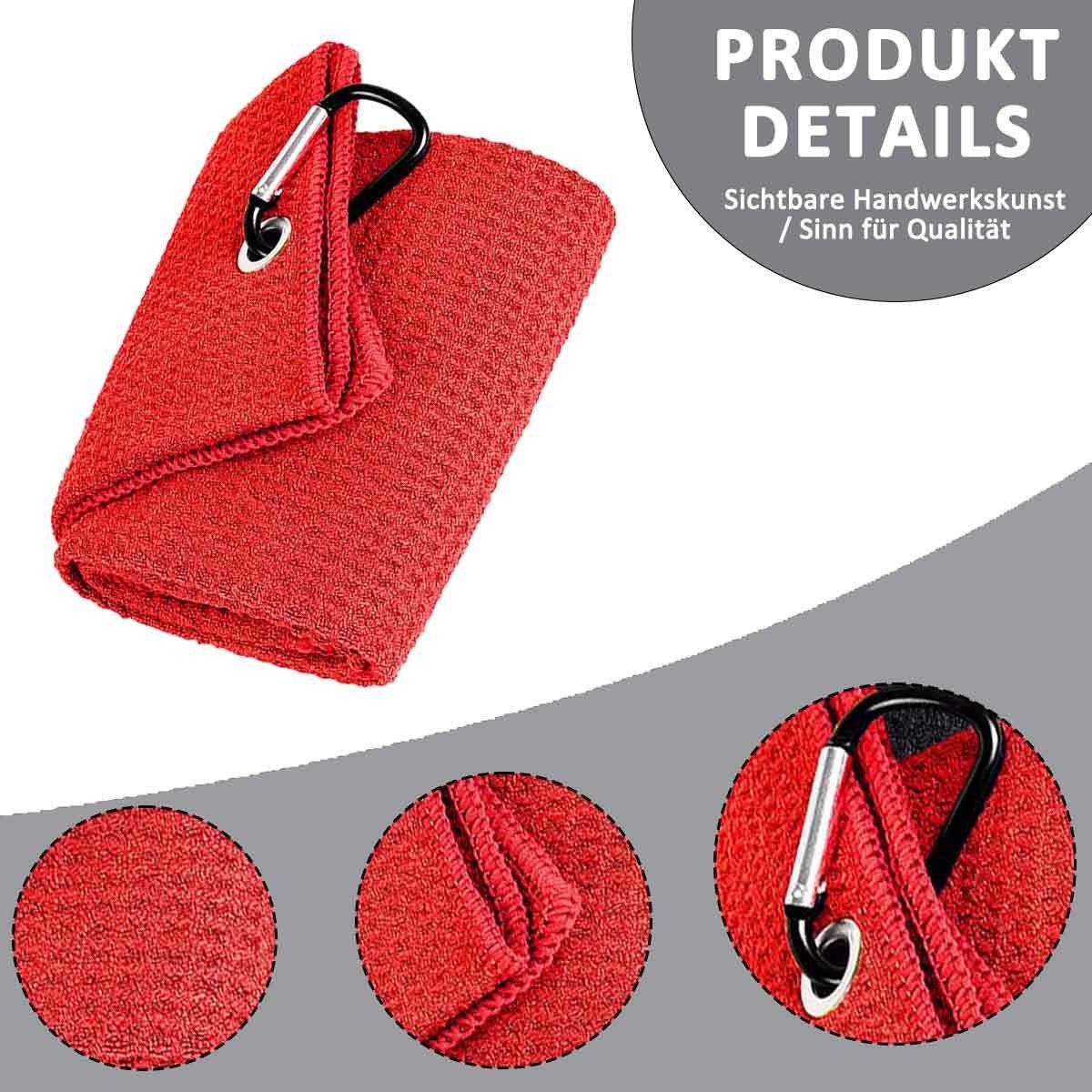 Jormftte Handtücher Golfhandtuch Fold Golf Handtücher Rot+dunkelgrau Microfaser Handtuch Sporthandtuch