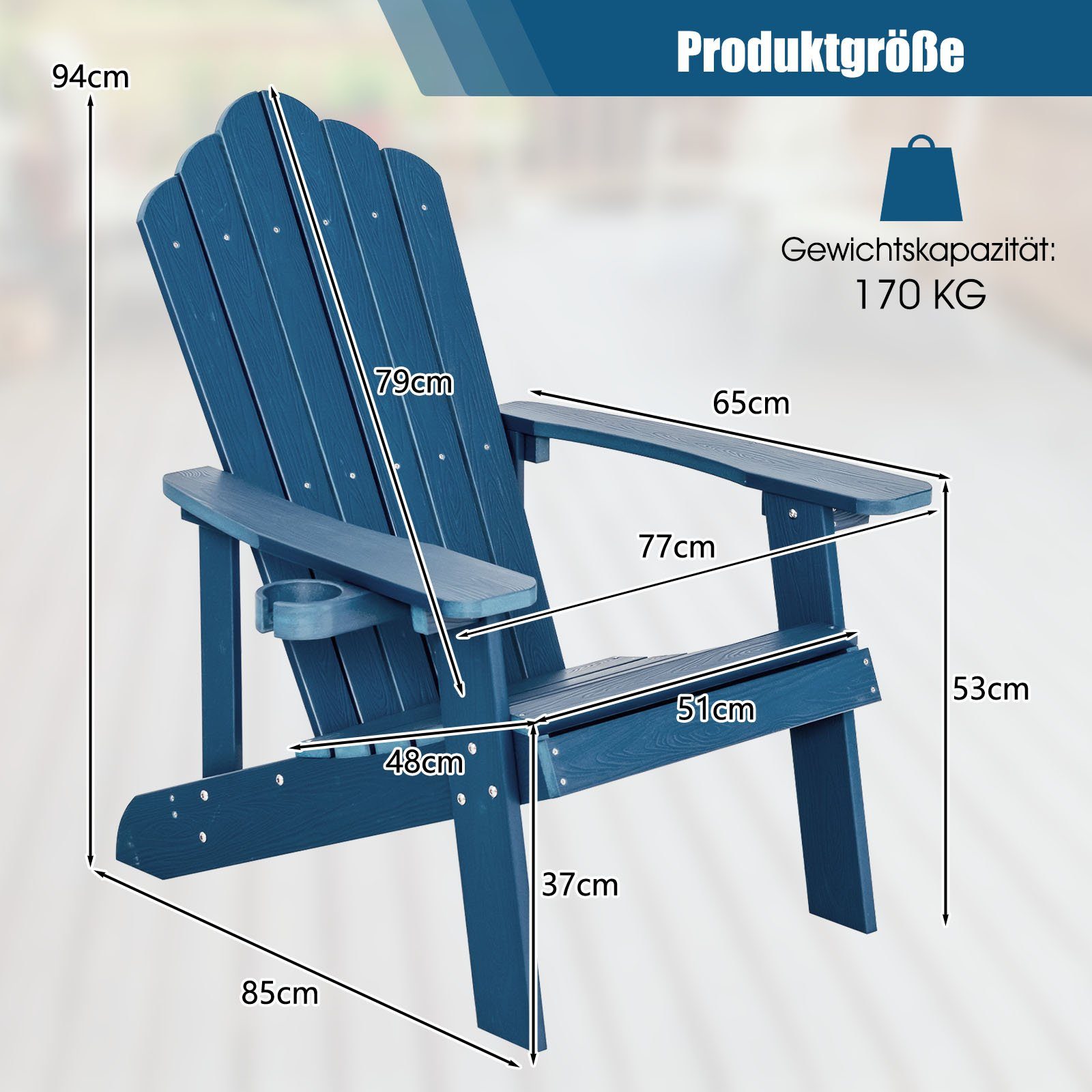 COSTWAY Gartenstuhl Adirondack Stuhl, mit Getränkehalter, günstig online kaufen