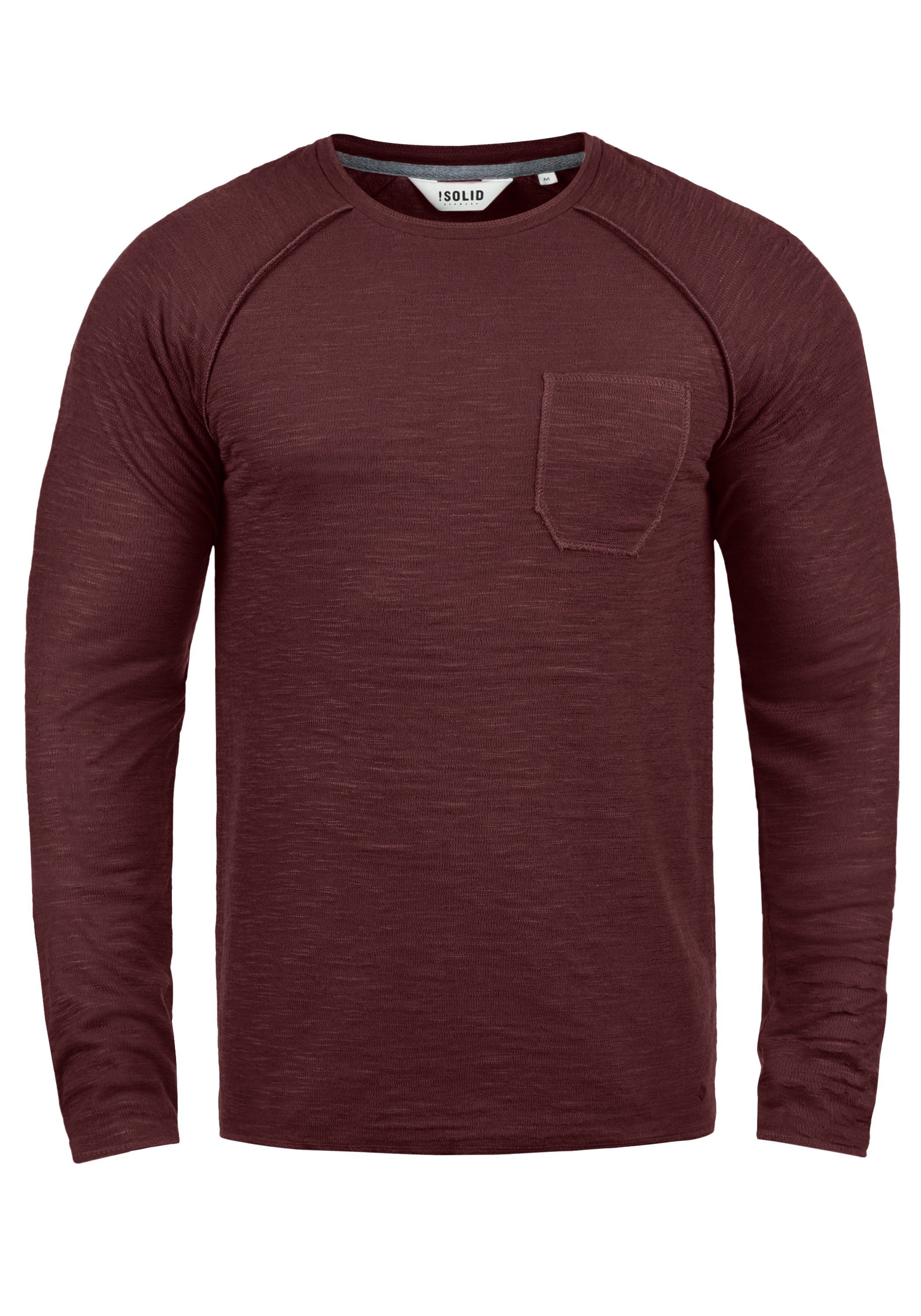 (0985) Sweatshirt Red SDDon !Solid Sweatpullover Brusttasche mit Wine