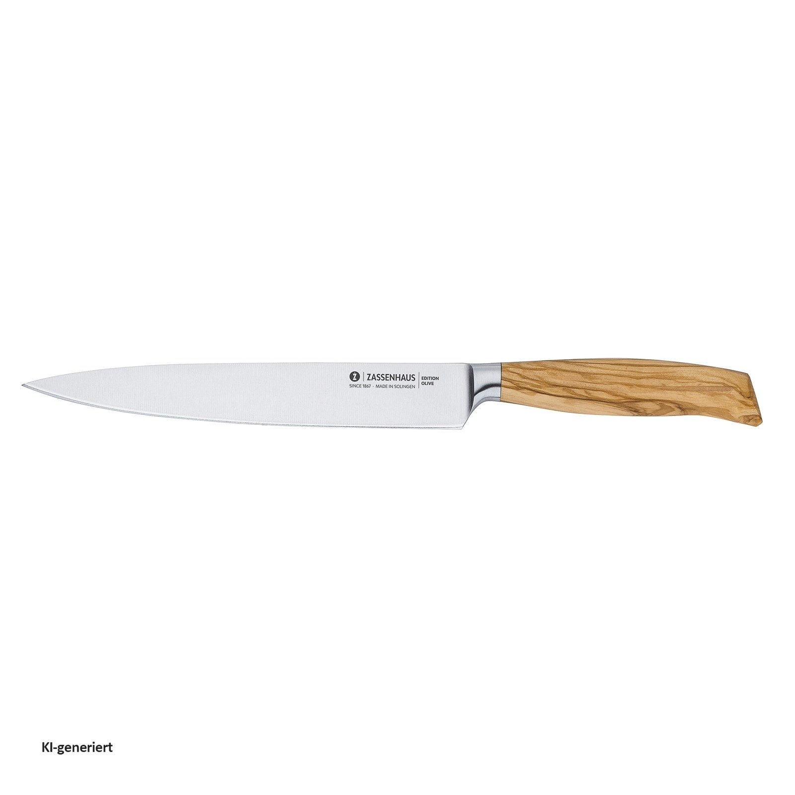 ZASSENHAUS Schinkenmesser Schinkenmesser 21 cm Edition Olive, Küchenmesser Holzgriff Solingen
