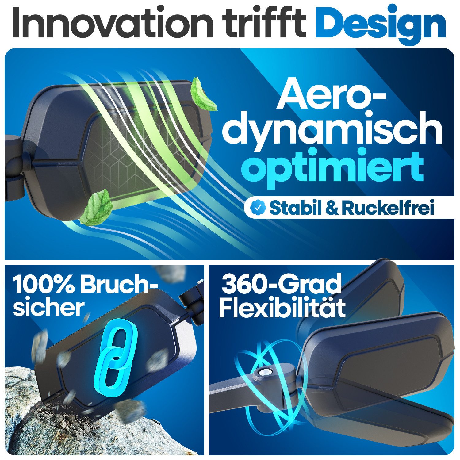 Nextcover Fahrradspiegel NEXTCOVER® Fahrradspiegel für Lenker mit ProVision-Echtglas