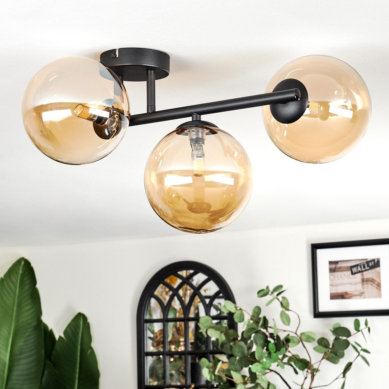 hofstein Deckenleuchte 3-flammige Deckenlampe aus Metall/Glas günstig online kaufen