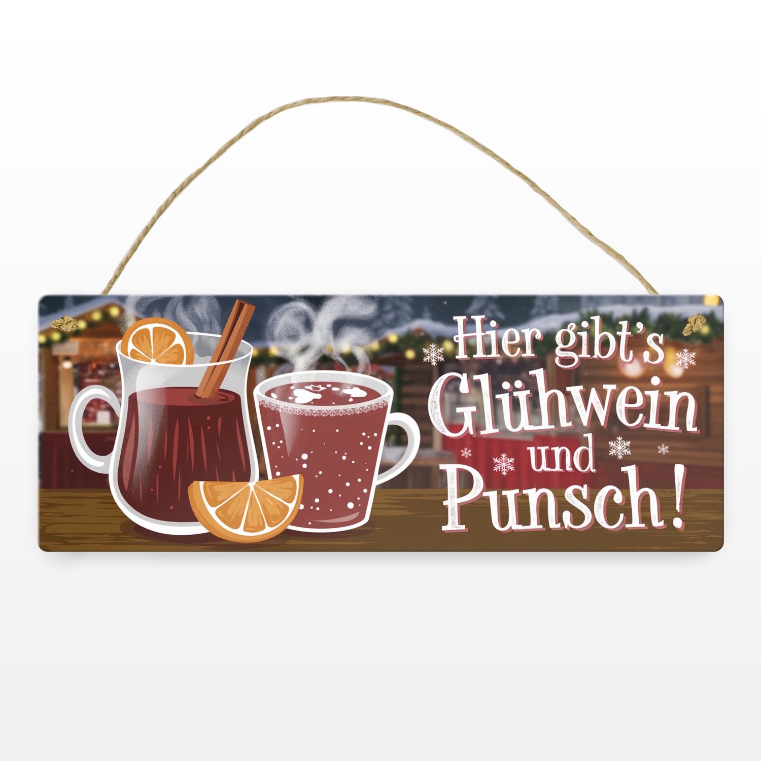 speecheese Metallschild Hier gibts Glühwein und Punsch Metallschild günstig online kaufen