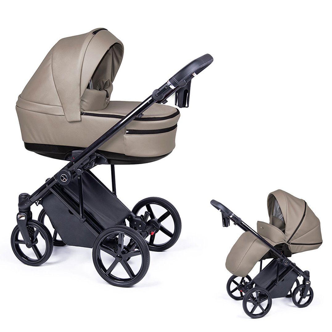 babies-on-wheels Kombi-Kinderwagen 2 in 1 Kinderwagen-Set Fado Eco - 14 Teile - in 21 Designs Sand = Gestell schwarz