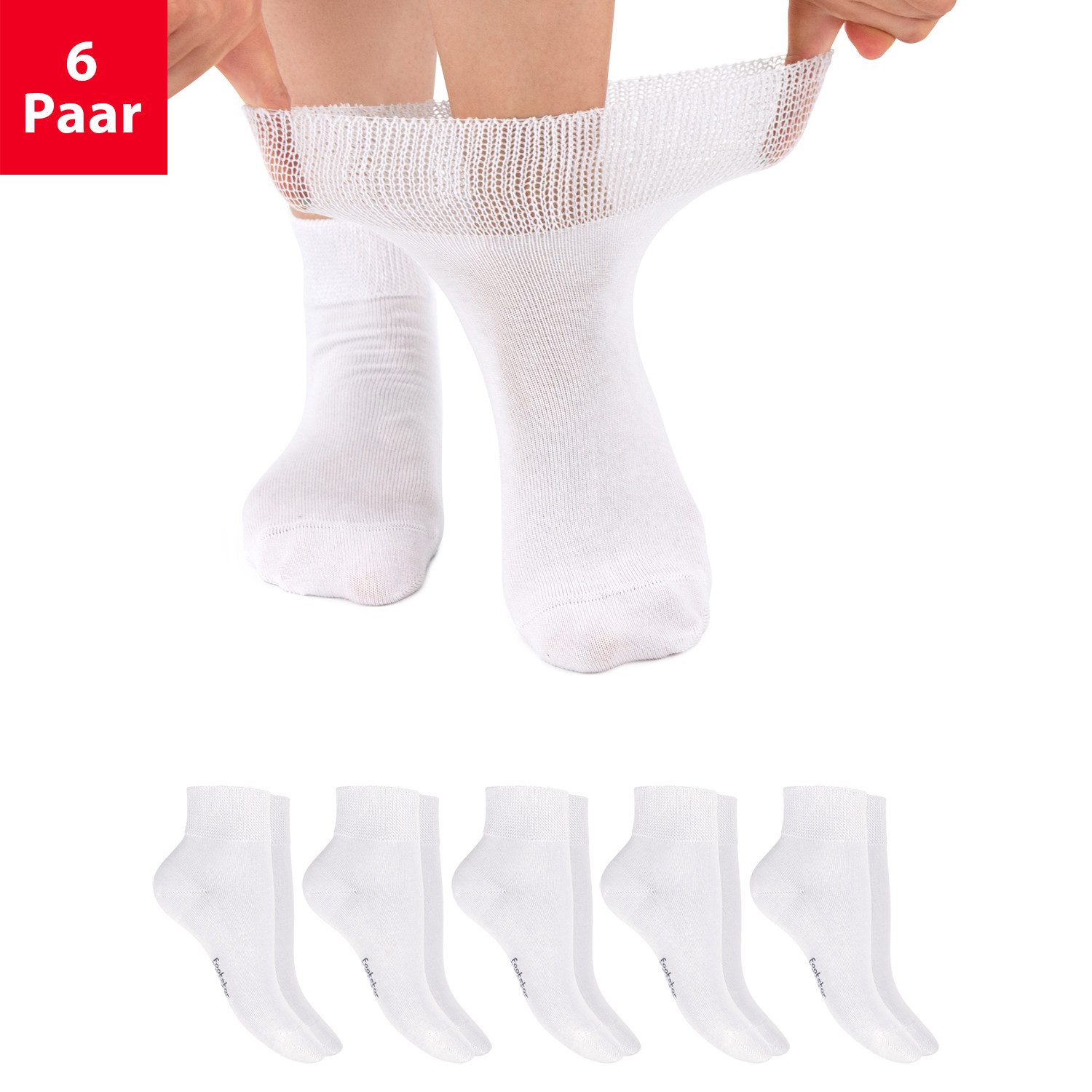 Footstar Diabetikersocken 6 Paar Diabetiker Kurzschaft Socken Nahtfrei