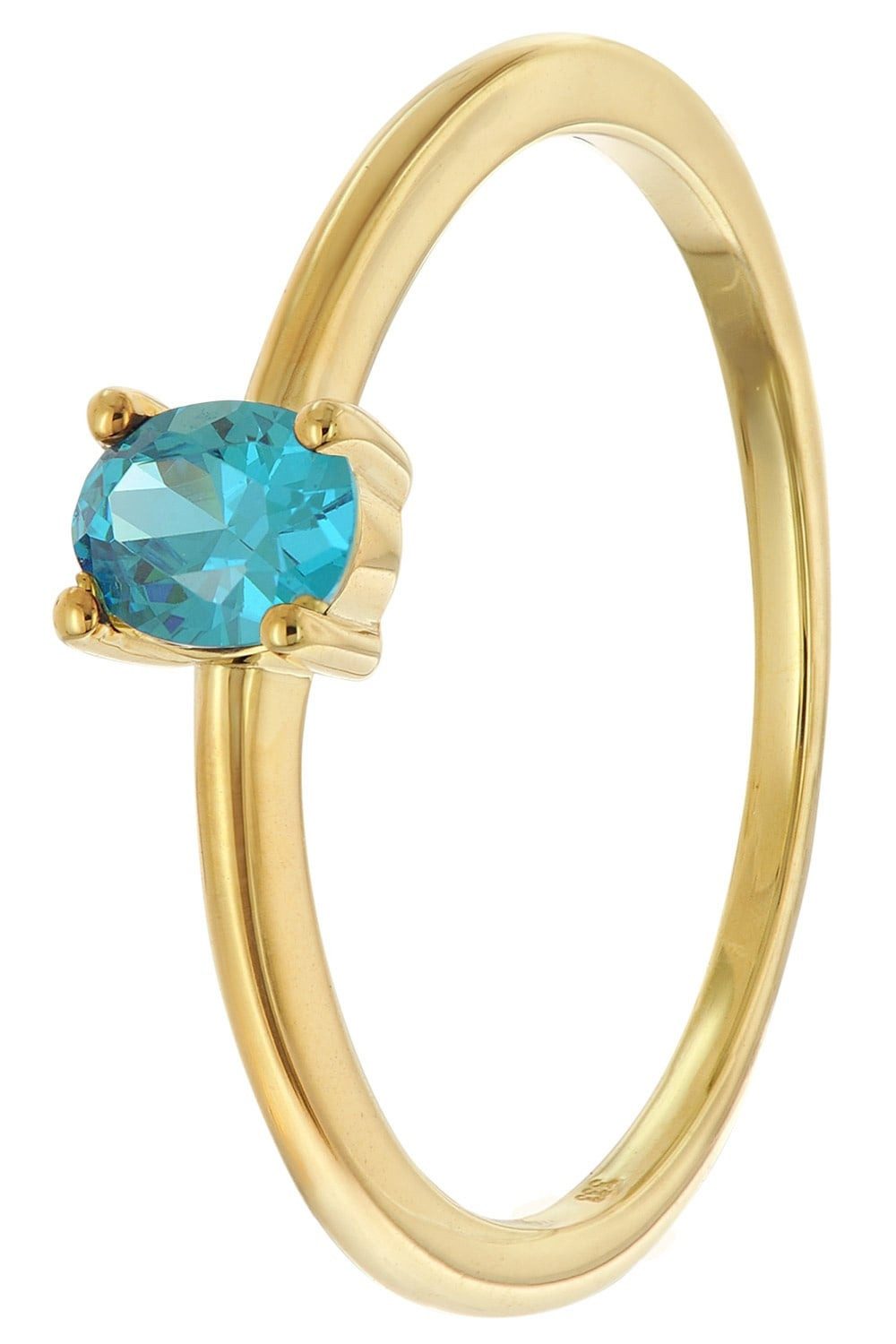 Goldring Damen333 Gold (8k) Ovaler Zirkonia Londonblau
