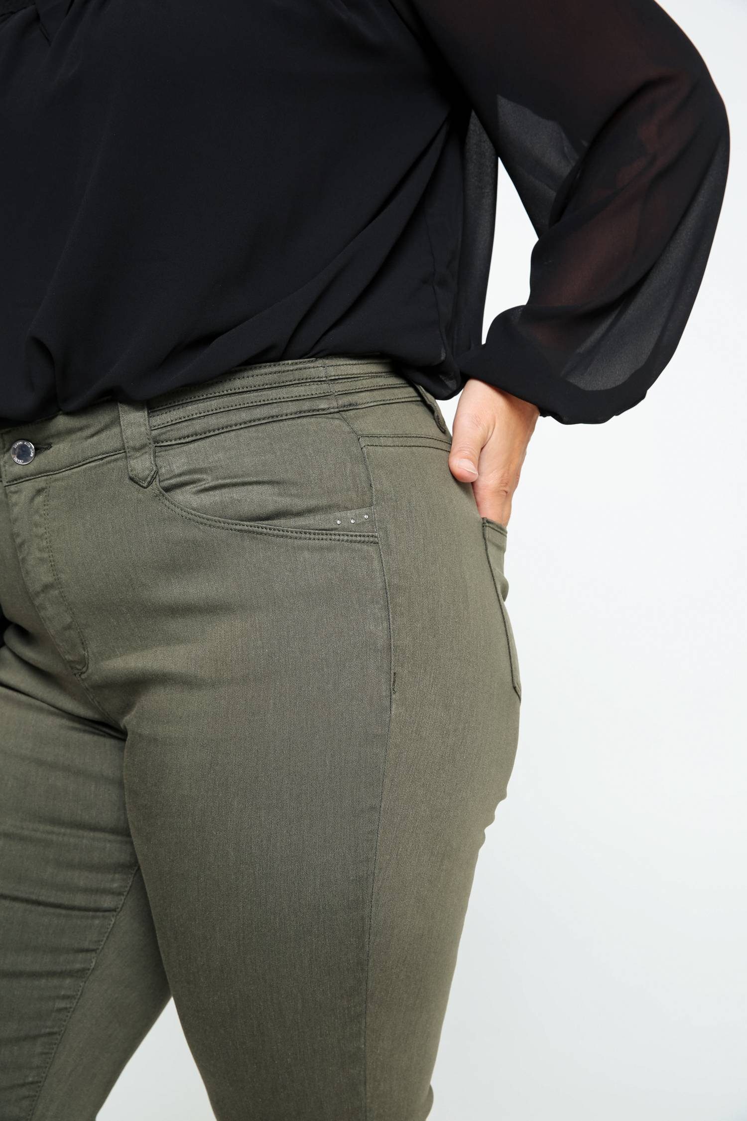 Mit 5-Pocket-Jeans Stickerei L 34 Paprika Khaki Louise Slim-Fit-Jeans