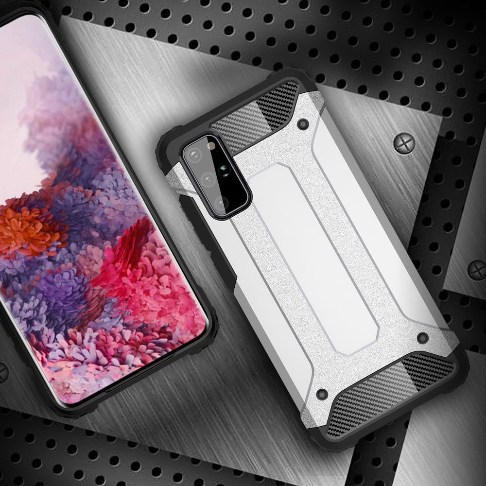 FITSU Handyhülle Outdoor Hülle für Samsung Galaxy S20 Plus Silber 6,7 Zoll, Robuste Handyhülle Outdoor Case stabile Schutzhülle mit Eckenschutz