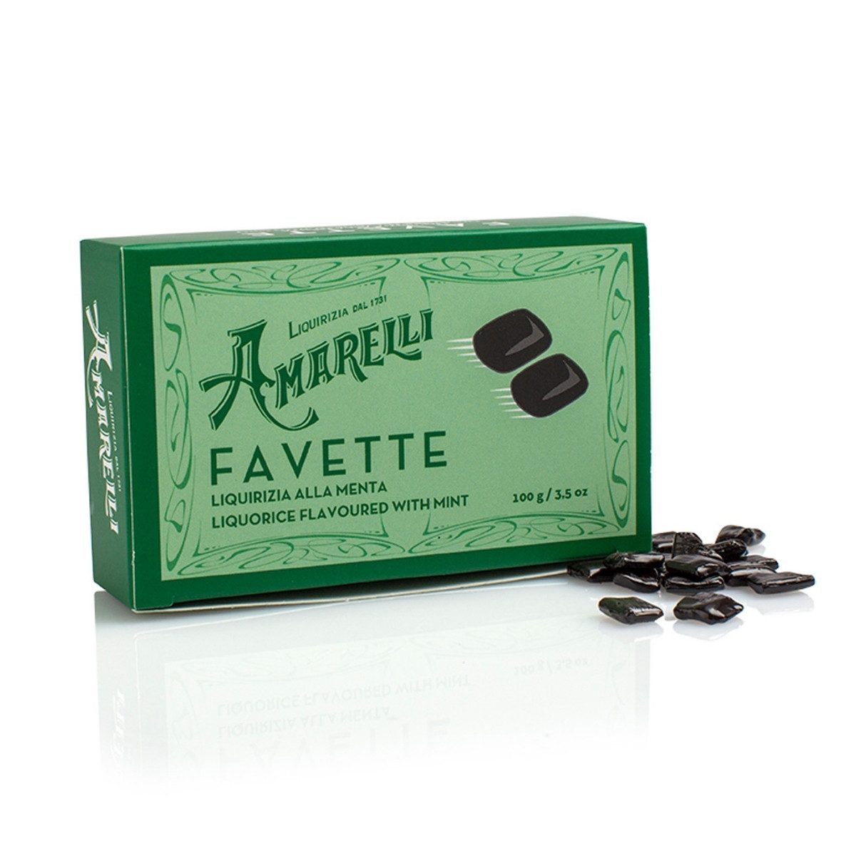 Amarelli Süßigkeit Amarelli Favette Lakritz mit Minze Hartlakritz aus Italien 100 g