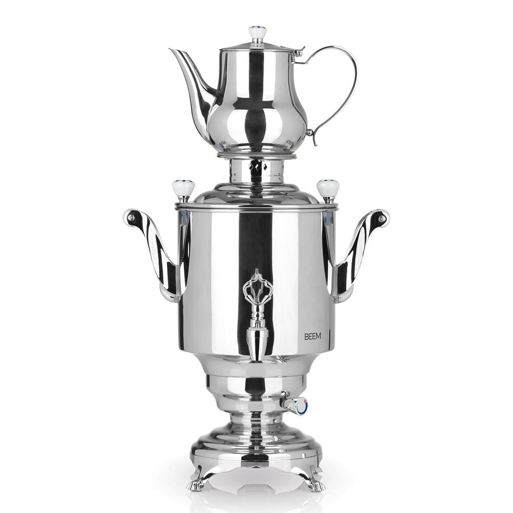 BEEM Samowar Teekocher Hotel Gastronomie Heißwasserspender, 1800 W, Romanov 1007 III 230V 5l Edelstahl