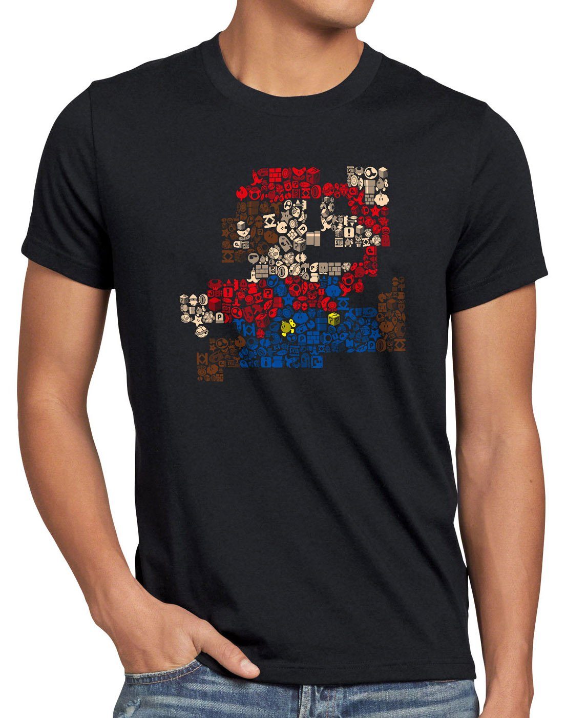style3 Print-Shirt Herren T-Shirt Jump&Run Mario mario bros classic gamer super snes nes 3ds luigi