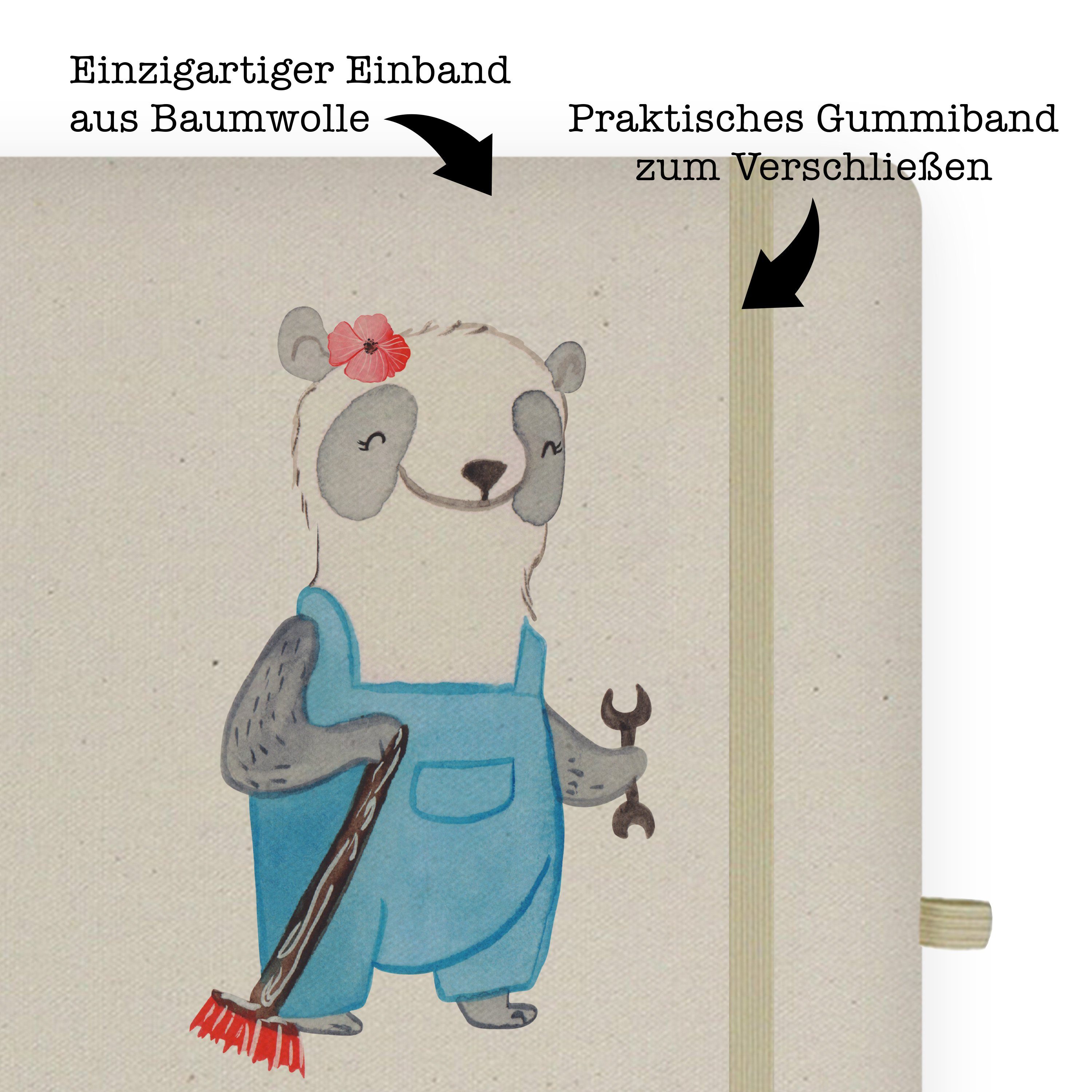 Notizbuch Hausverwalterin, Panda Transparent & Geschenk, mit & Panda Herz Mr. Hausmeisterin - Mr. Sch Mrs. - Mrs.