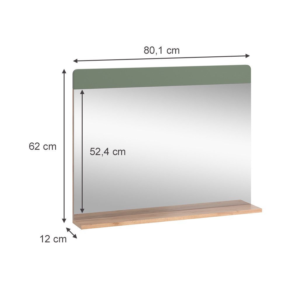 Vicco Badspiegel Izan, Goldkraft Eiche/Grün, 80.1 günstig online kaufen