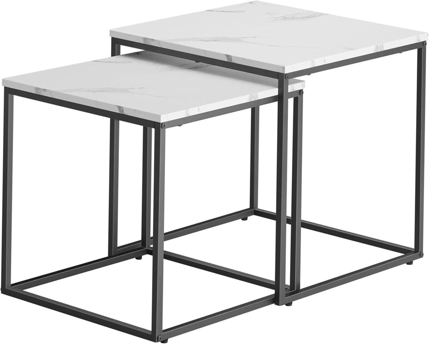 Best for Home Beistelltisch Quadratisches Couchtisch Set – modernes Industrial Design 2-teilig (Tischset, 2-St., 1 Set bestehend aus 2 ineinander schiebbaren Couchtischen), Industrial-Design, platzsparendes ineinander schiebbares Set