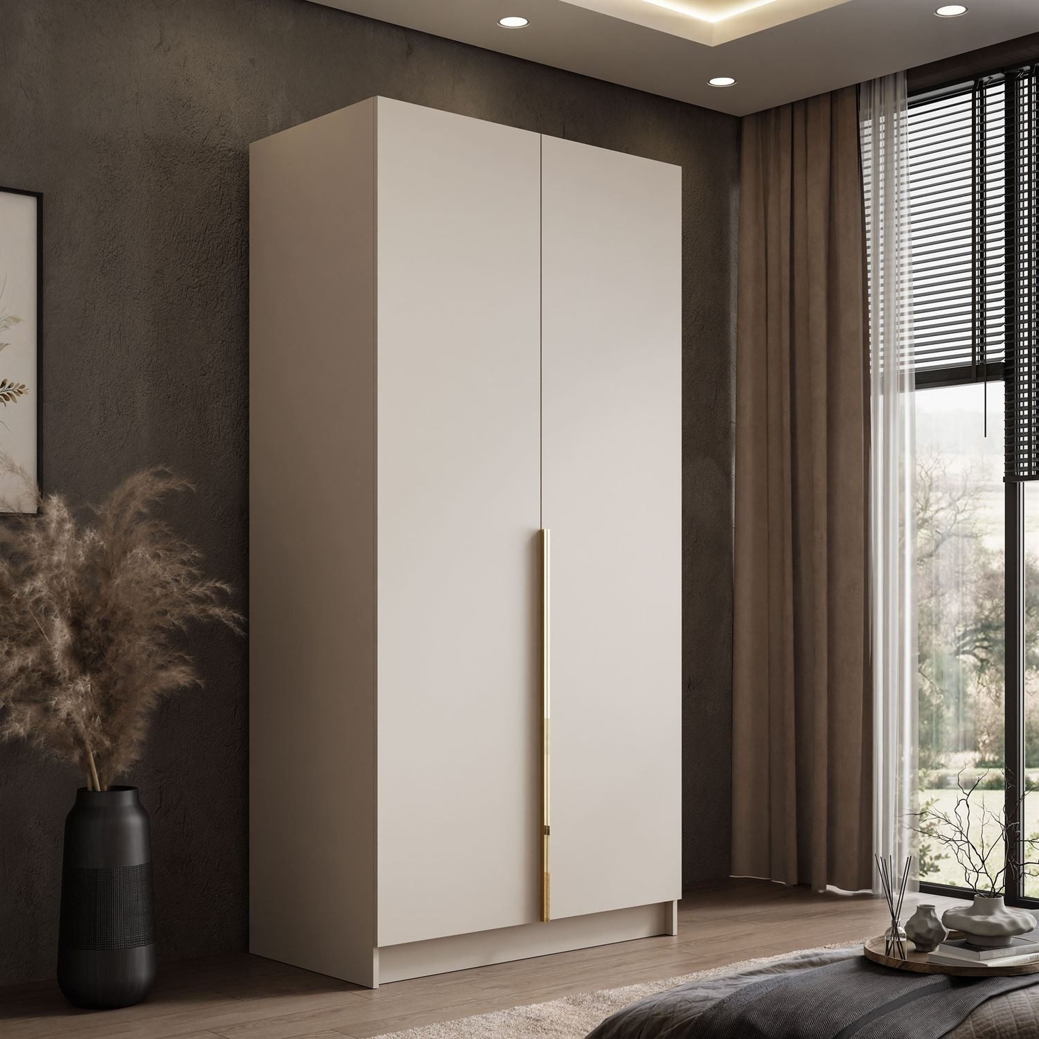 Lookway Kleiderschrank AUREL 2D KASCHMIR Drehtürenschrank mit 2 Türen 100x210x57 cm