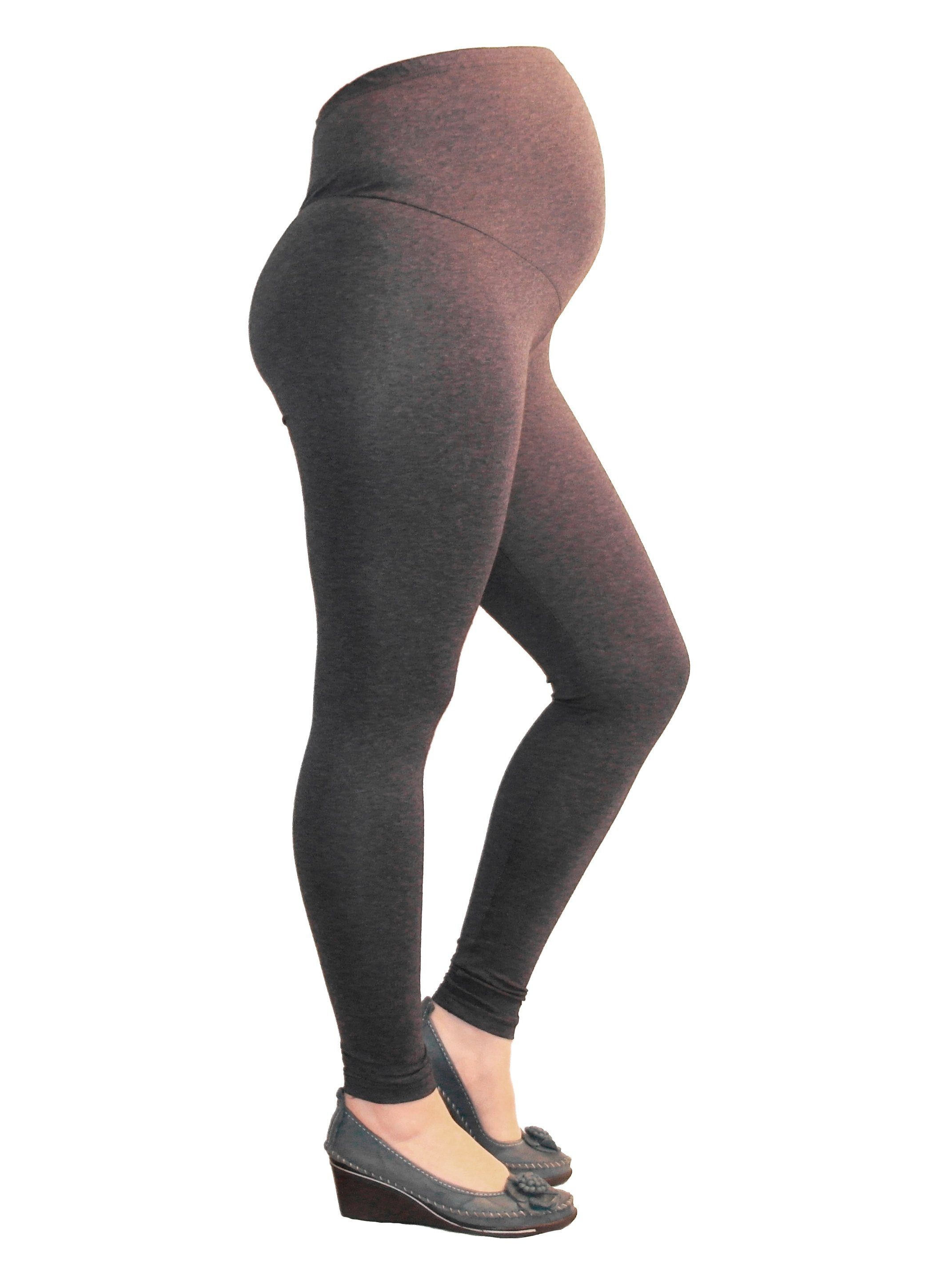 Umstandsleggings Umstand Thermo Leggings Hose lang Fleece Gamaschen dunkelgrau S-34