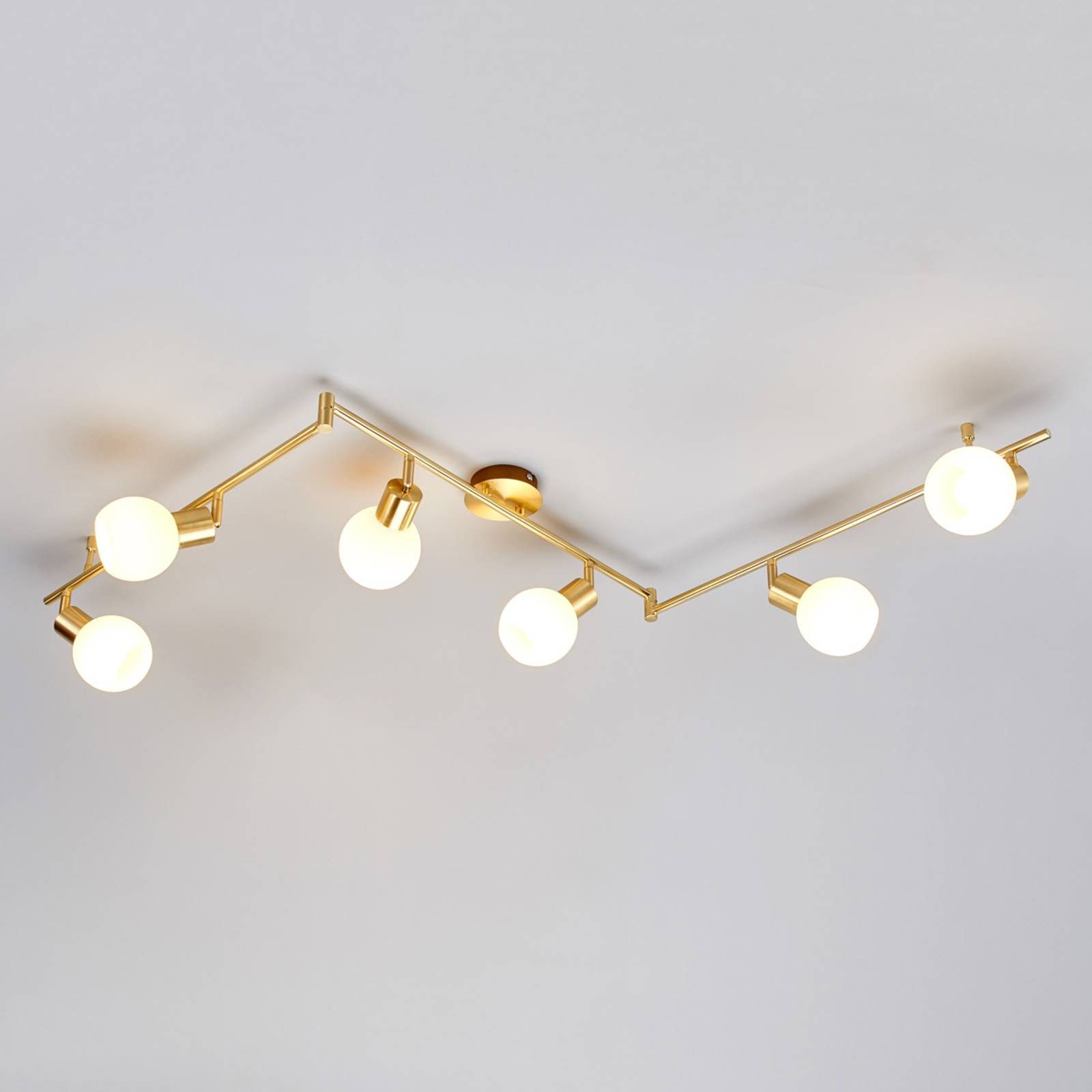 Lindby Deckenleuchten Elaina, Metall, Gold / Messing IP20, 6 x 4 W LED günstig online kaufen