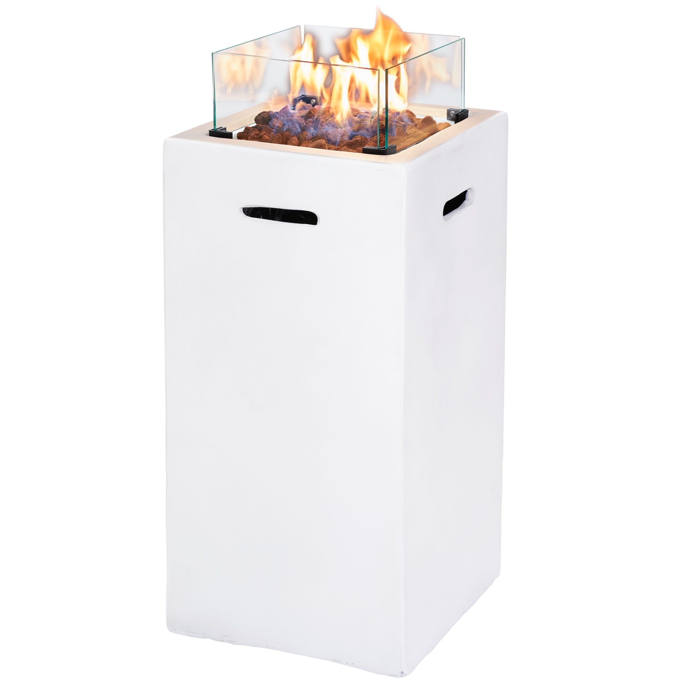 Amare home Feuerstelle Gasfeuerstelle outdoor Feuertisch quadratisch, (42 x 93 x 42 cm) Weiß