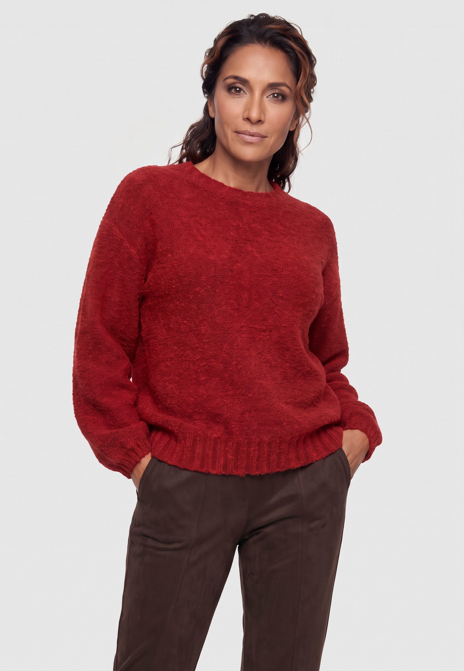 Olsen Strickpullover mit Rundhalsausschnitt und überschnittener Schulter