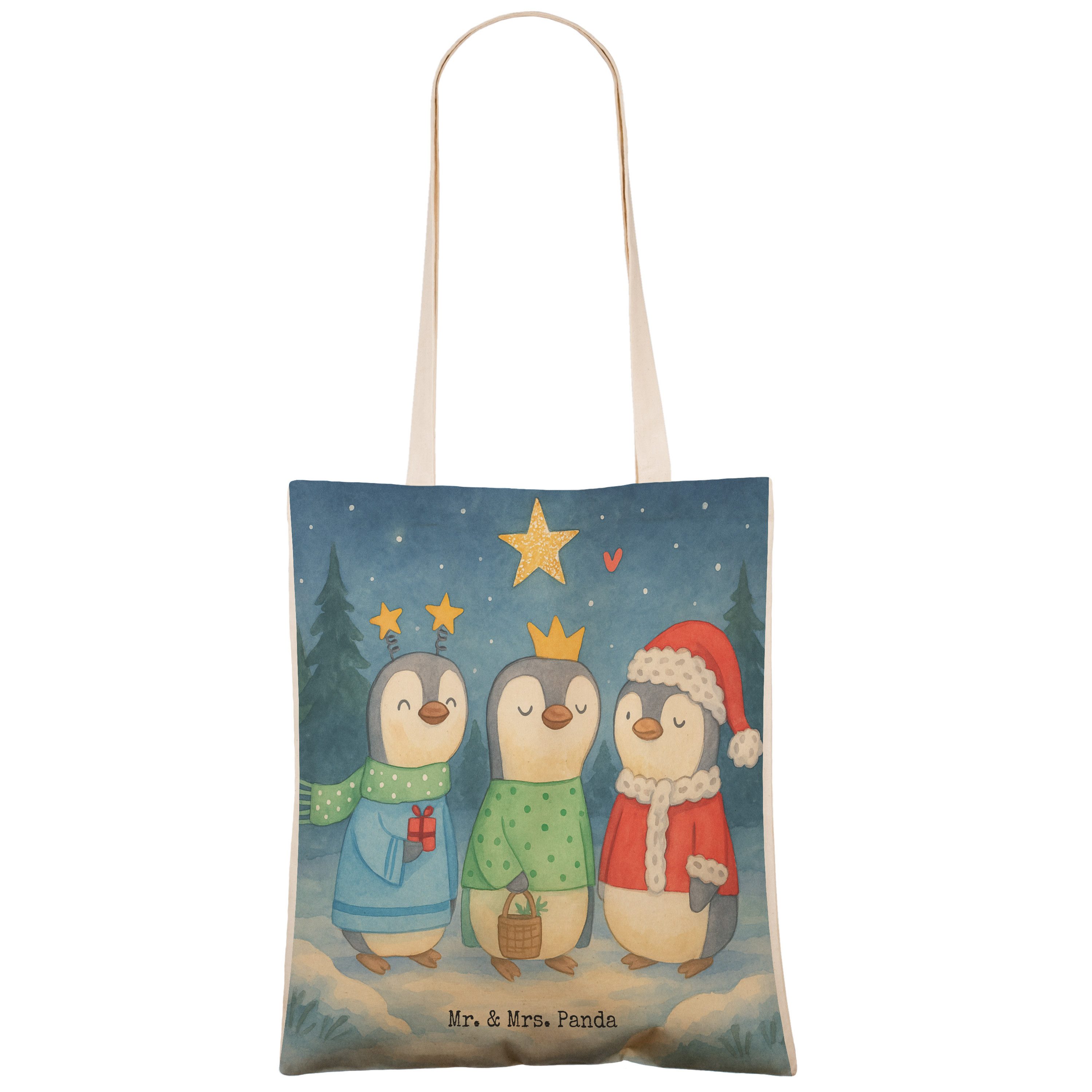 Mr. & Mrs. Panda Tragetasche Winterzeit Heilige drei Könige Design, Alltagstasche, Weiß, Weihnacht (Packung), Heiligabend großer shopper Freizeittasche
