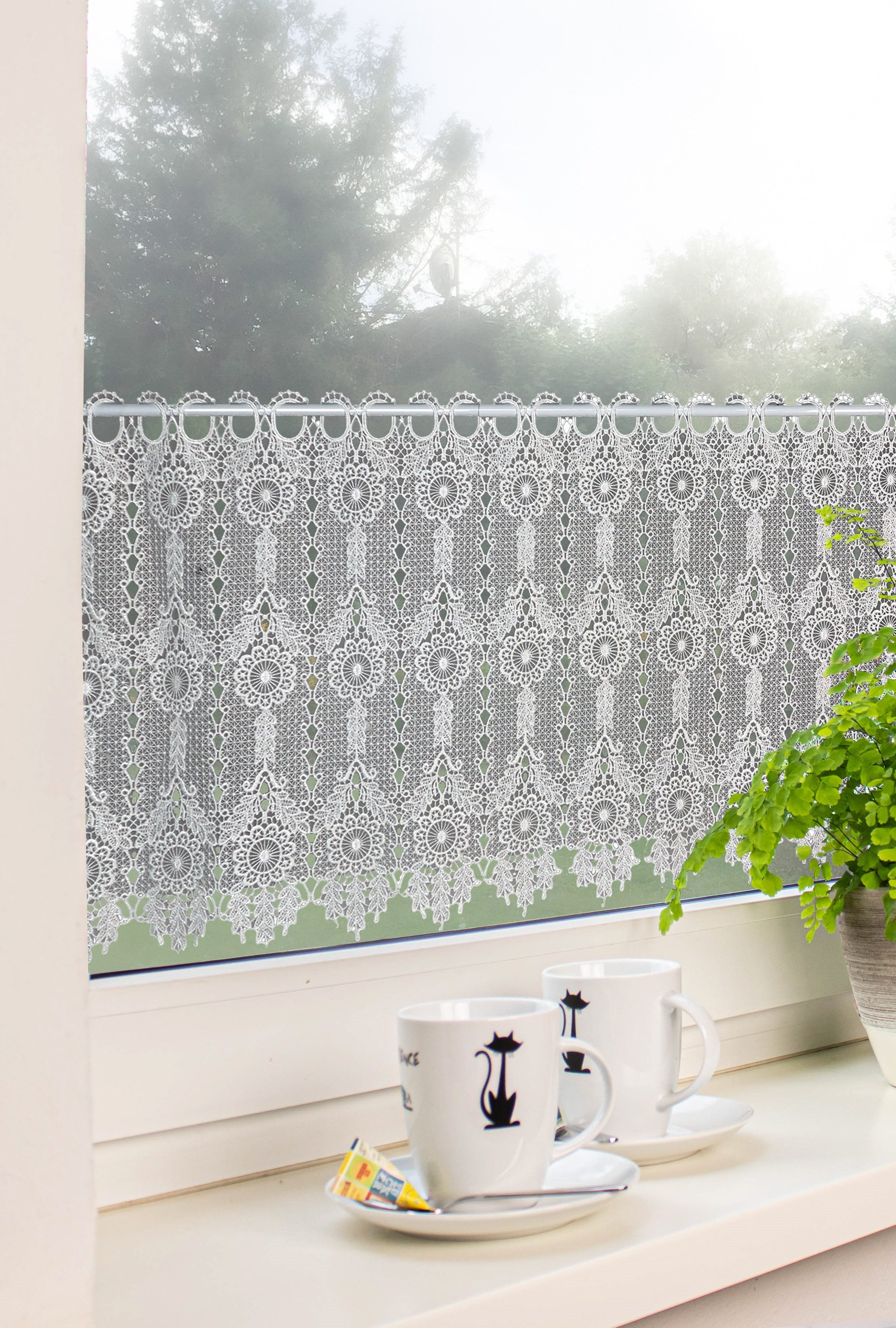 Clever-Kauf-24 Scheibengardine Scheibengardine Bistrogardine, Macrame Optik günstig online kaufen