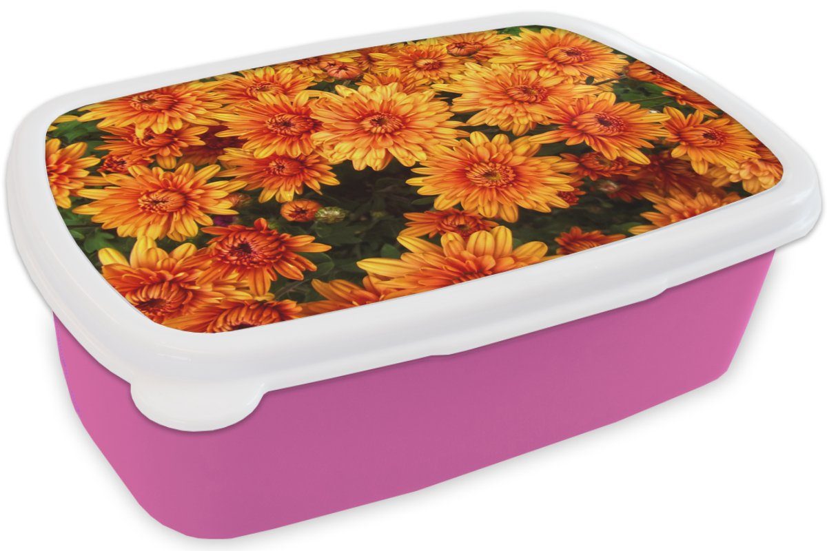 - Lunchbox MuchoWow rosa (2-tlg), Erwachsene, Kunststoff, Snackbox, Brotdose Kinder, Mädchen, Chrysantheme, Orange Kunststoff Blumen für - Brotbox