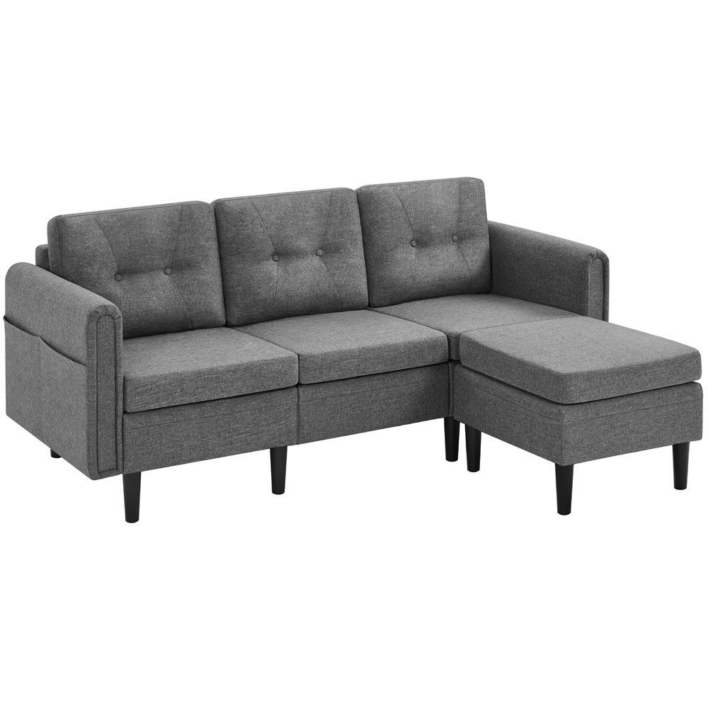 Yaheetech 3-Sitzer Schlafcouch Modernes Sofa mane mit Ecksofa Sofa, hellgrau
