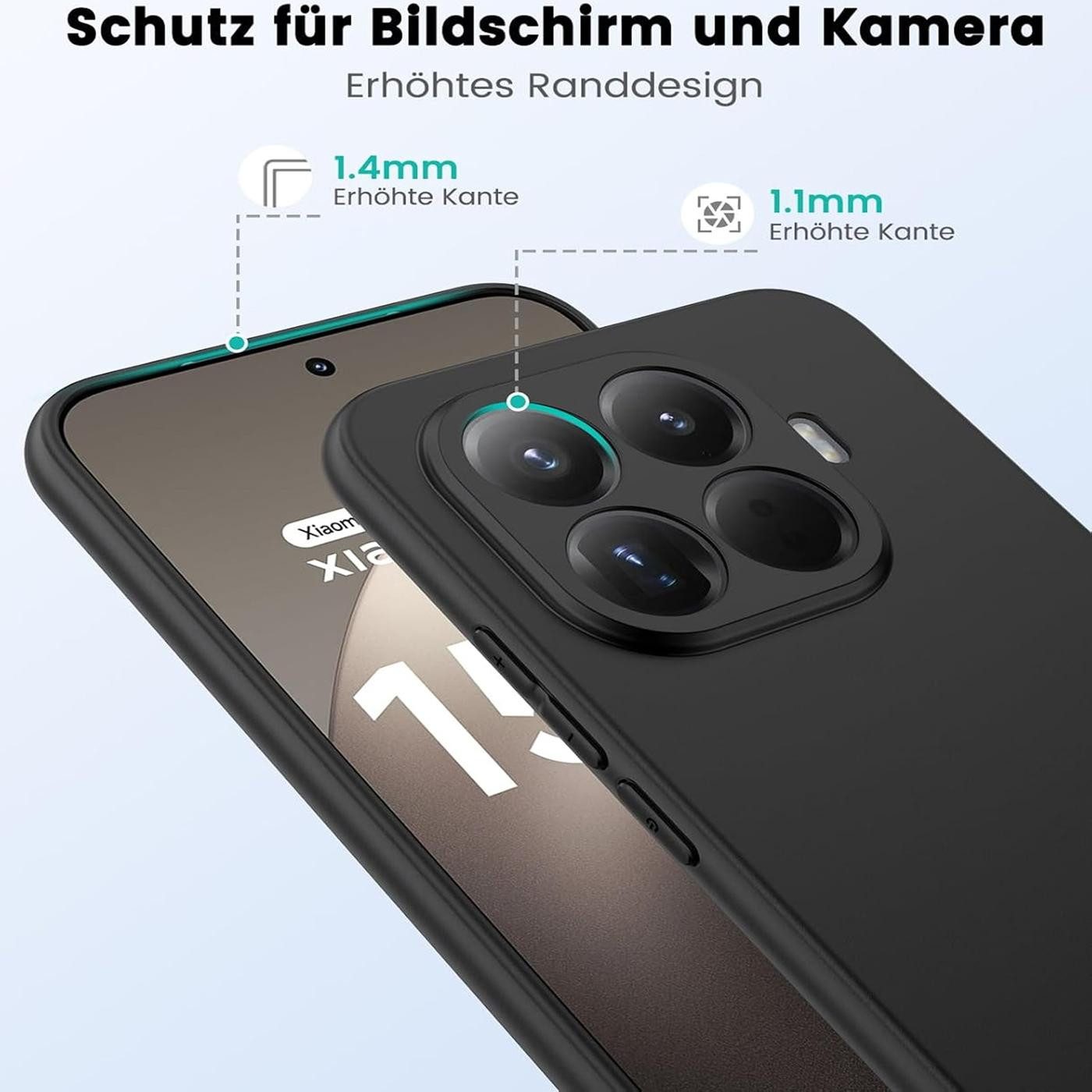 CoolGadget Handyhülle Handy Schutzhülle für Xiaomi 15T Pro matt schwarz, Silikon TPU Hülle Schutz Tasche Cover schlicht Slim Case