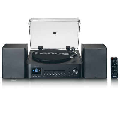 Lenco MC-460BK Radioplattenspieler (Riemenantrieb, HiFi-Plattenspieler -Set, Internet/DAB+/FM Radio & Bluetooth, 40 W-RMS)