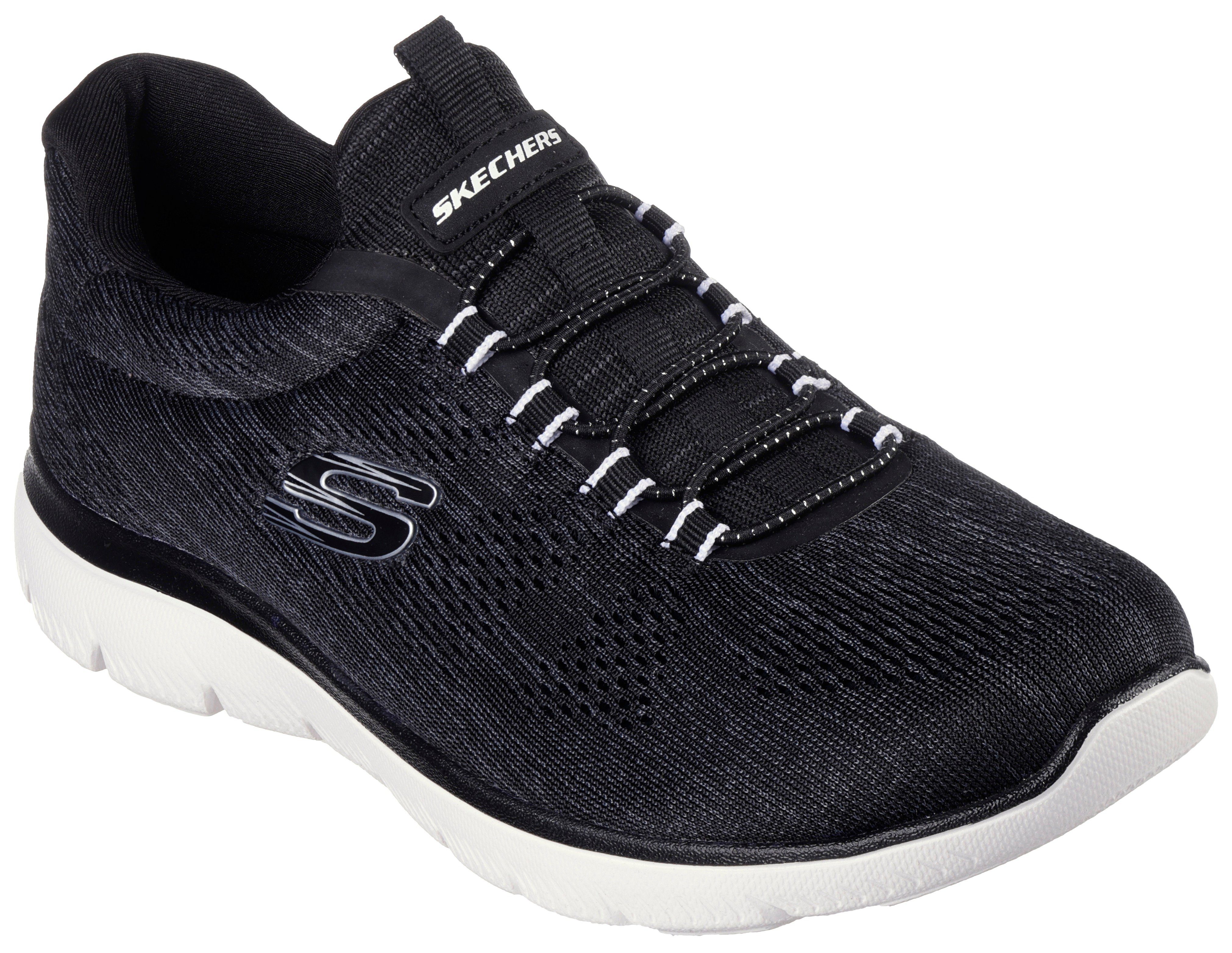 Skechers veganer schwarz-weiß SUMMITS-FUN FLARE Verarbeitung Slip-On Sneaker in