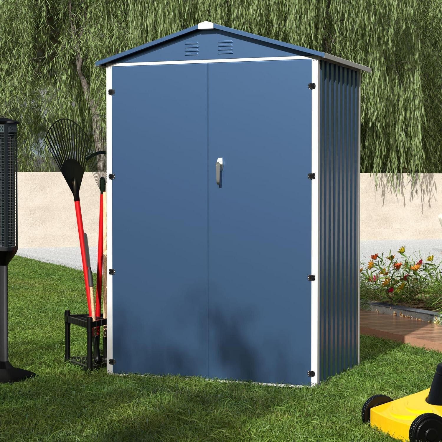 LuxusKollektion Gerätehaus Gartenschuppen Metall Blau 1.85m x 1.25m